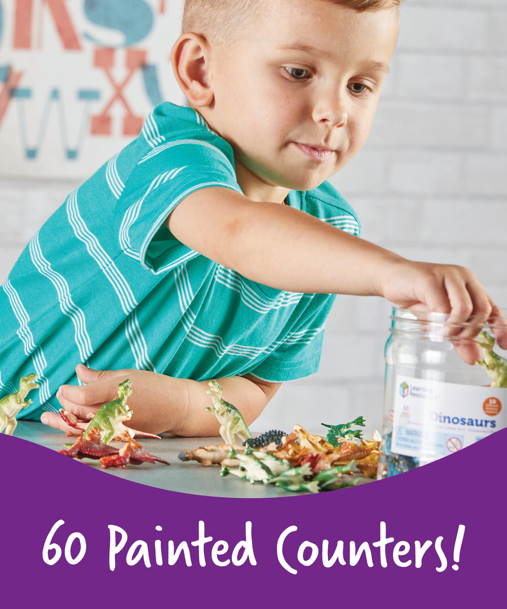 موارد التعلم - عدادات الديناصورات، مجموعة من 60 شخصية واقعية للعد والفرز واللعب الخيالي، للأعمار من 3 سنوات فما فوق