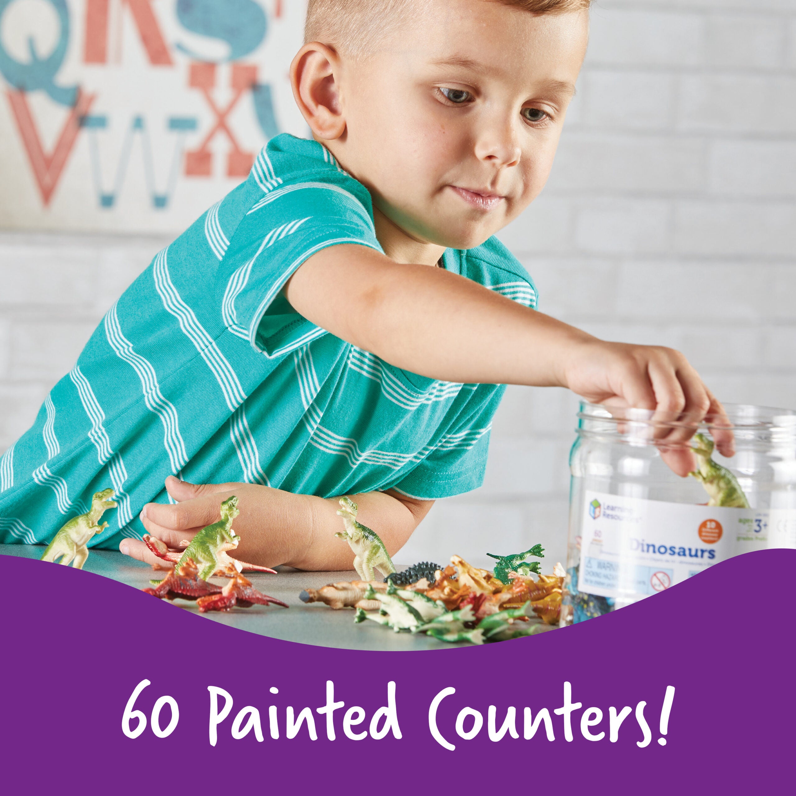 موارد التعلم - عدادات الديناصورات، مجموعة من 60 شخصية واقعية للعد والفرز واللعب الخيالي، للأعمار من 3 سنوات فما فوق