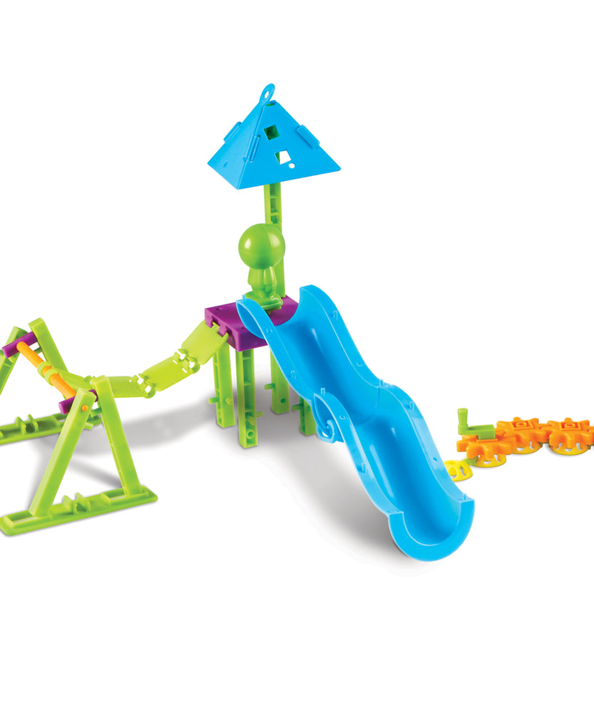 مجموعة STEM للهندسة والتصميم في ملعب التعلم، 104 قطعة، ألعاب STEM عملية للأطفال، تتضمن بطاقات تحدي ودليل أنشطة متعدد اللغات، للأعمار من 5 سنوات فما فوق