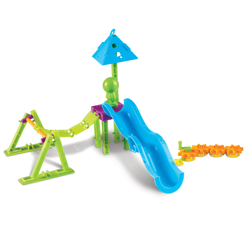 مجموعة STEM للهندسة والتصميم في ملعب التعلم، 104 قطعة، ألعاب STEM عملية للأطفال، تتضمن بطاقات تحدي ودليل أنشطة متعدد اللغات، للأعمار من 5 سنوات فما فوق