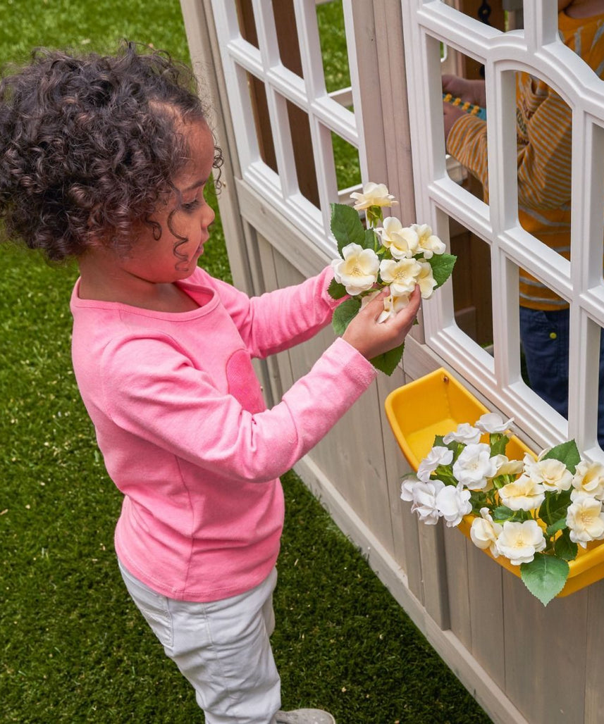 KidKraft Oceanfront Outdoor Playhouse, Cedar Wood Beach Café Style, Grande Size, Playhouse for Kids Ages 3 to 10, EZ Kraft Assembly, Interactive Windows, Bell and Mailbox