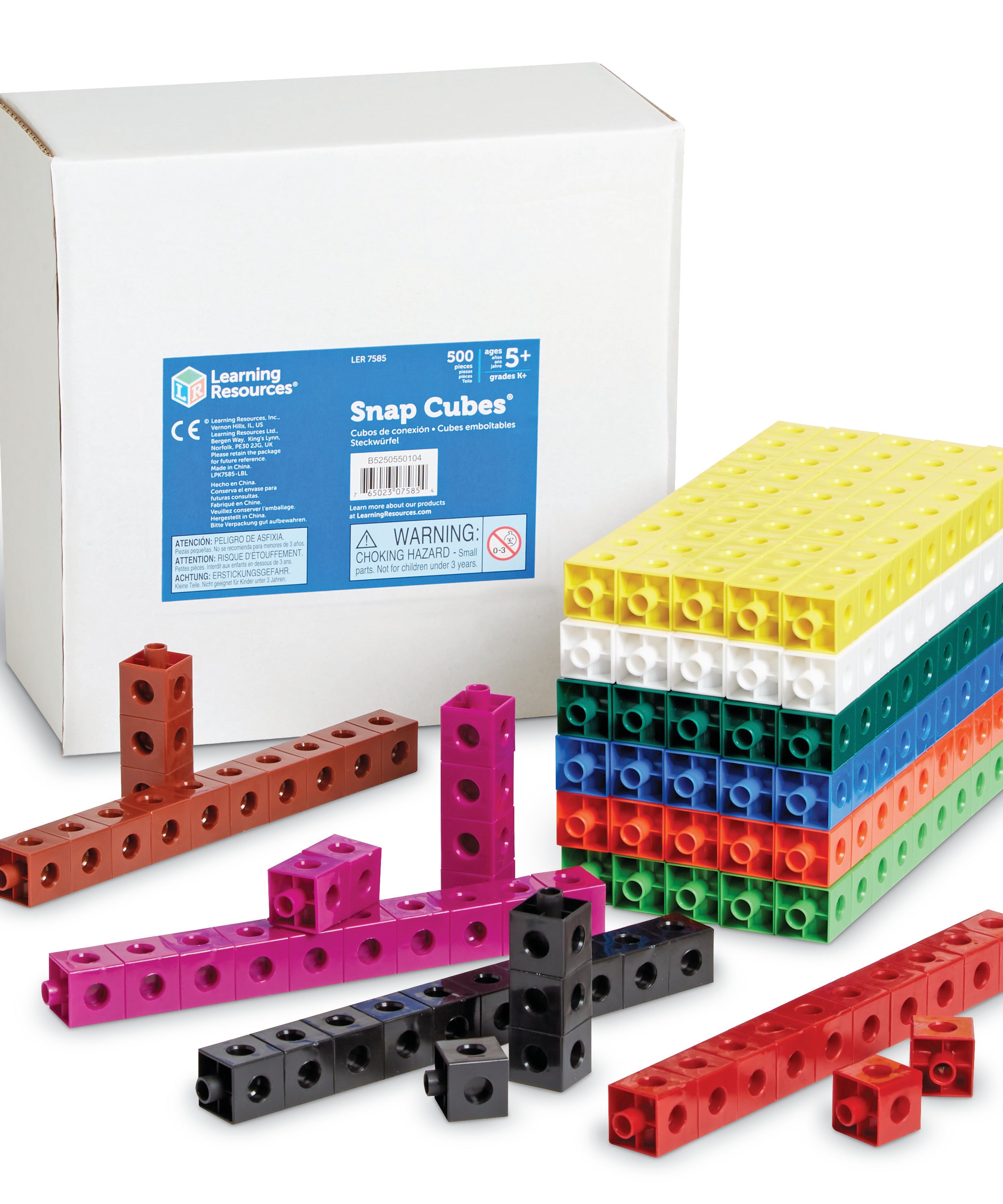Learning Resources Snap Cubes (Set of 500), Colorful Interlocking Maths Counters, Classroom Teaching Aids for Kids, Ages 5+, Math Learning Tools
