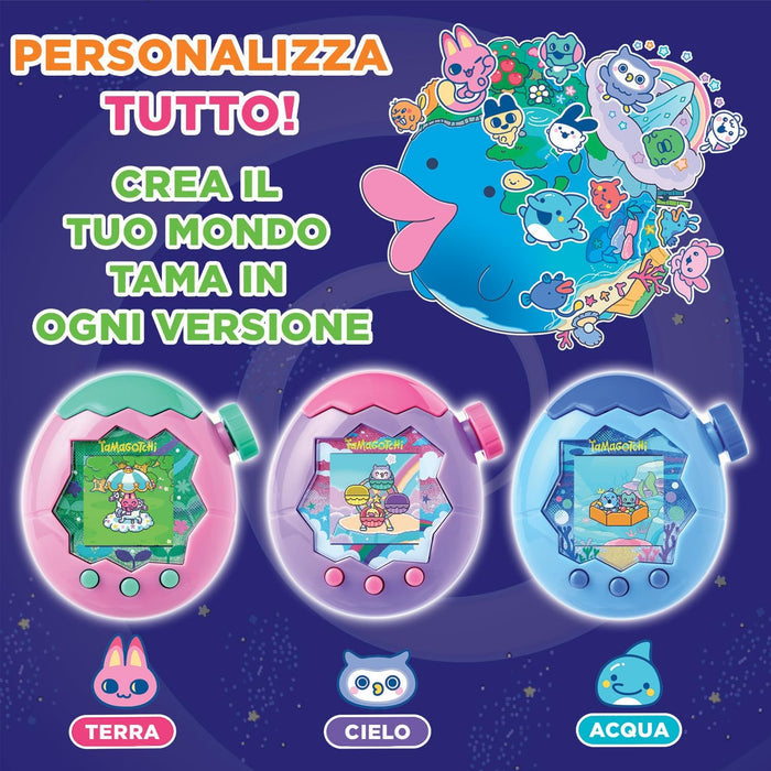 Bandai - Tamagotchi Paradise Earth - Virtual Pet to Wind Up - Tamagotchi Interactive Toy in German, Zoom - Model Earth in Pink and Green - Toy for Children from 6 Years - 43421