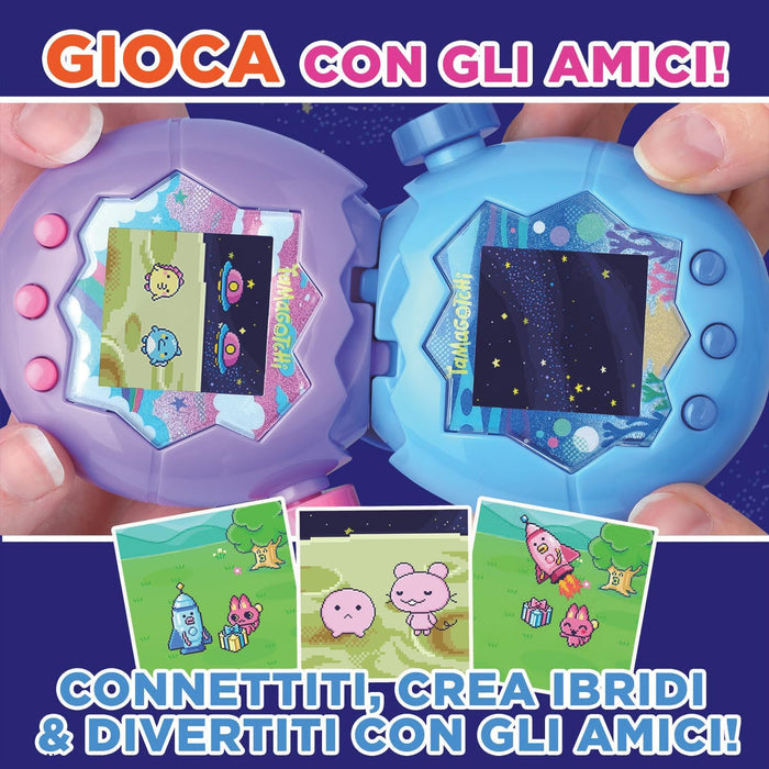 Bandai - Tamagotchi Paradise Earth - Virtual Pet to Wind Up - Tamagotchi Interactive Toy in German, Zoom - Model Earth in Pink and Green - Toy for Children from 6 Years - 43421