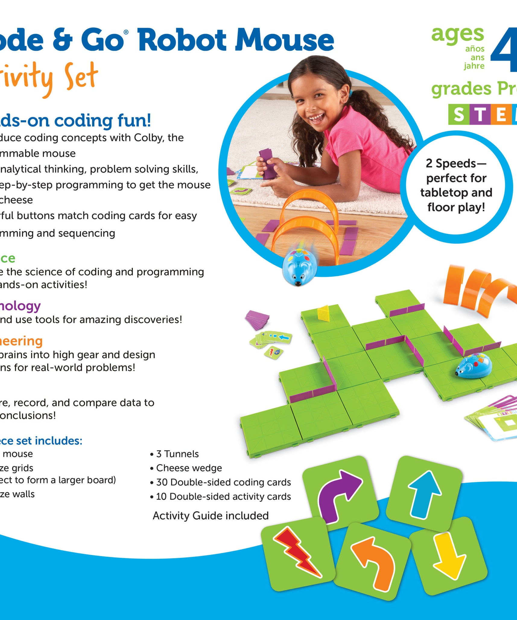 Learning Resources Code & Go Robot Mouse Activity Set, Early STEM Learning with Coding, Maze Exploration, and Fun Programming Challenges