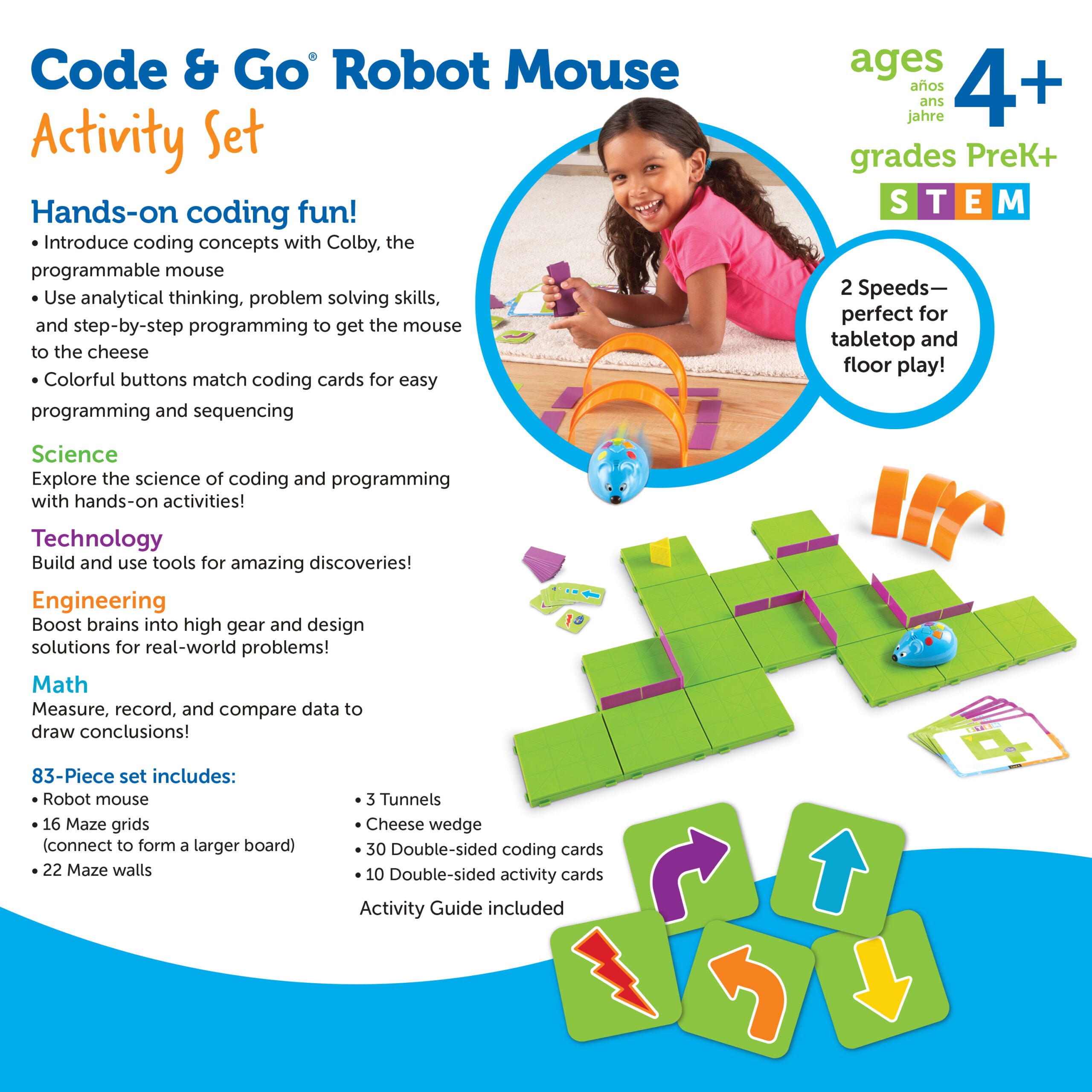 Learning Resources Code & Go Robot Mouse Activity Set, Early STEM Learning with Coding, Maze Exploration, and Fun Programming Challenges