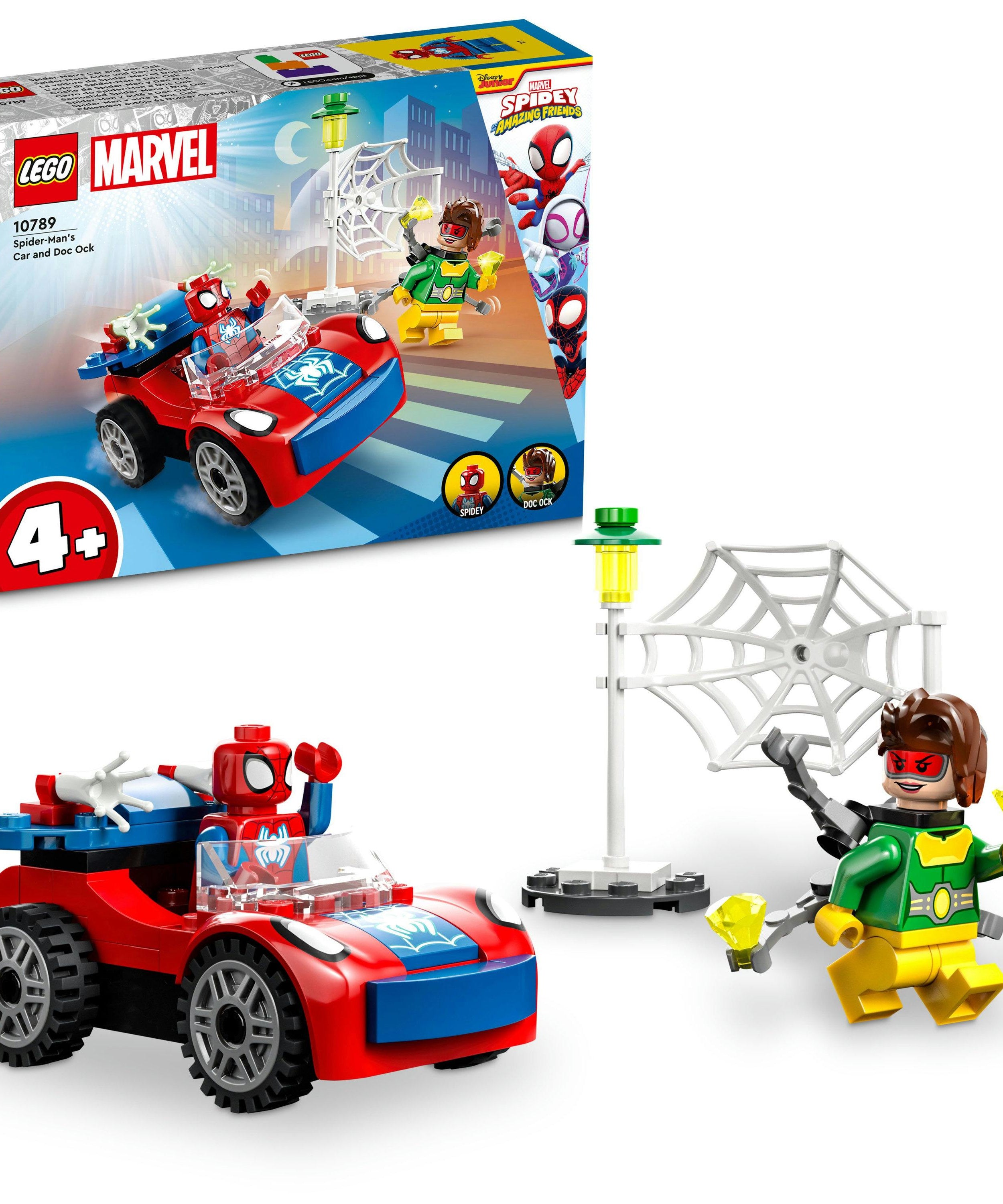 LEGO Spidey 10789 Spider Mans Car and Doc Ock Starter Brick Set for Kids 4+ Unisex, Easy Build Superhero Playset