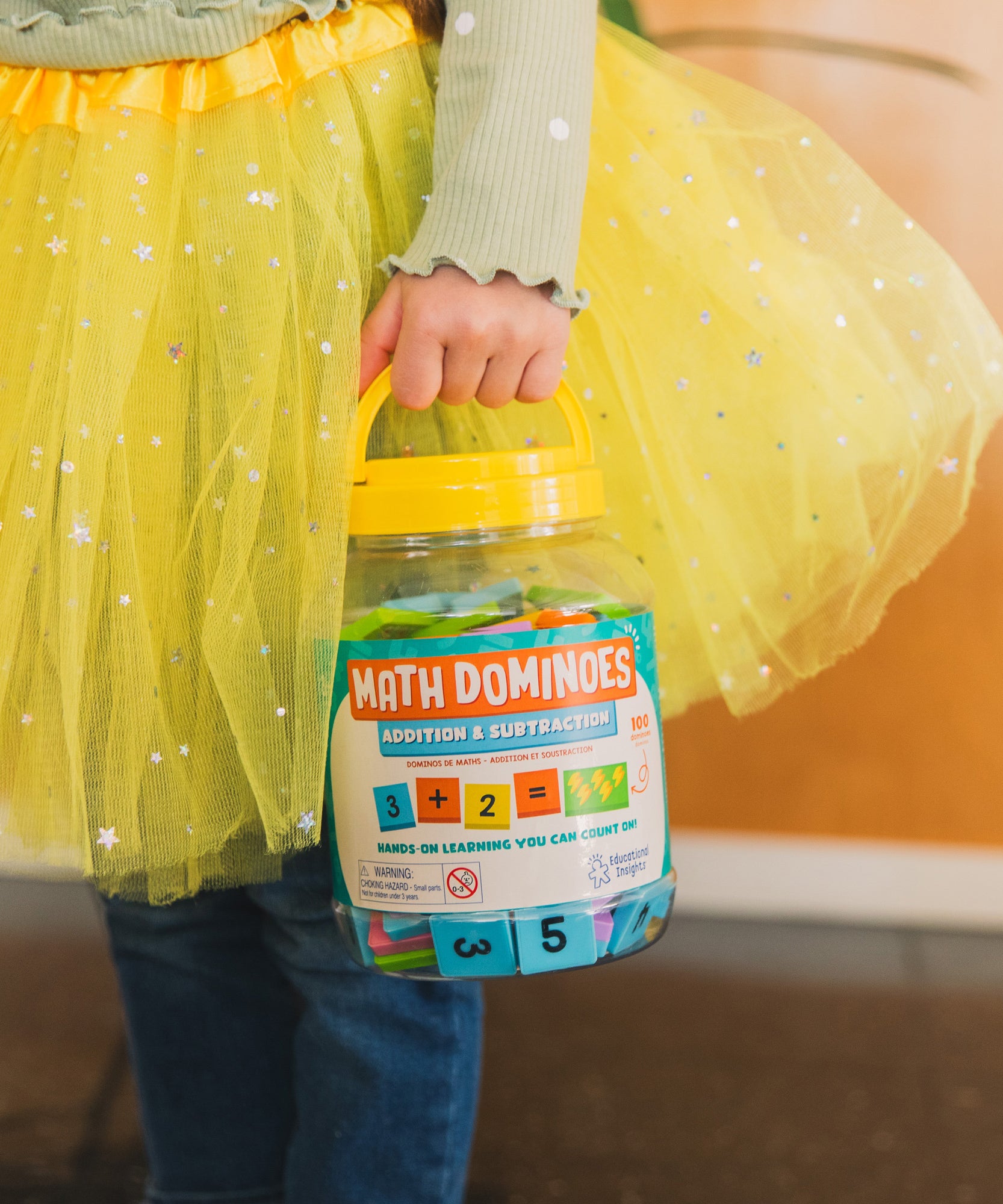 مجموعة دومينو الرياضيات من Learning Resources، مجموعة الجمع والطرح للأطفال، 100 دومينو ملون للعد والتعرف على الأرقام والرياضيات المبكرة، للأعمار من 3 سنوات فما فوق