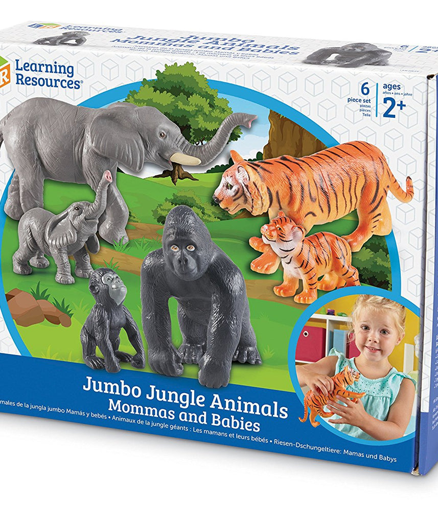 مجموعة حيوانات الغابة جامبو من Learning Resources، للأمهات والأطفال، مكونة من 6 قطع مع صندوق تخزين، مناسبة للأعمار من سنتين فما فوق