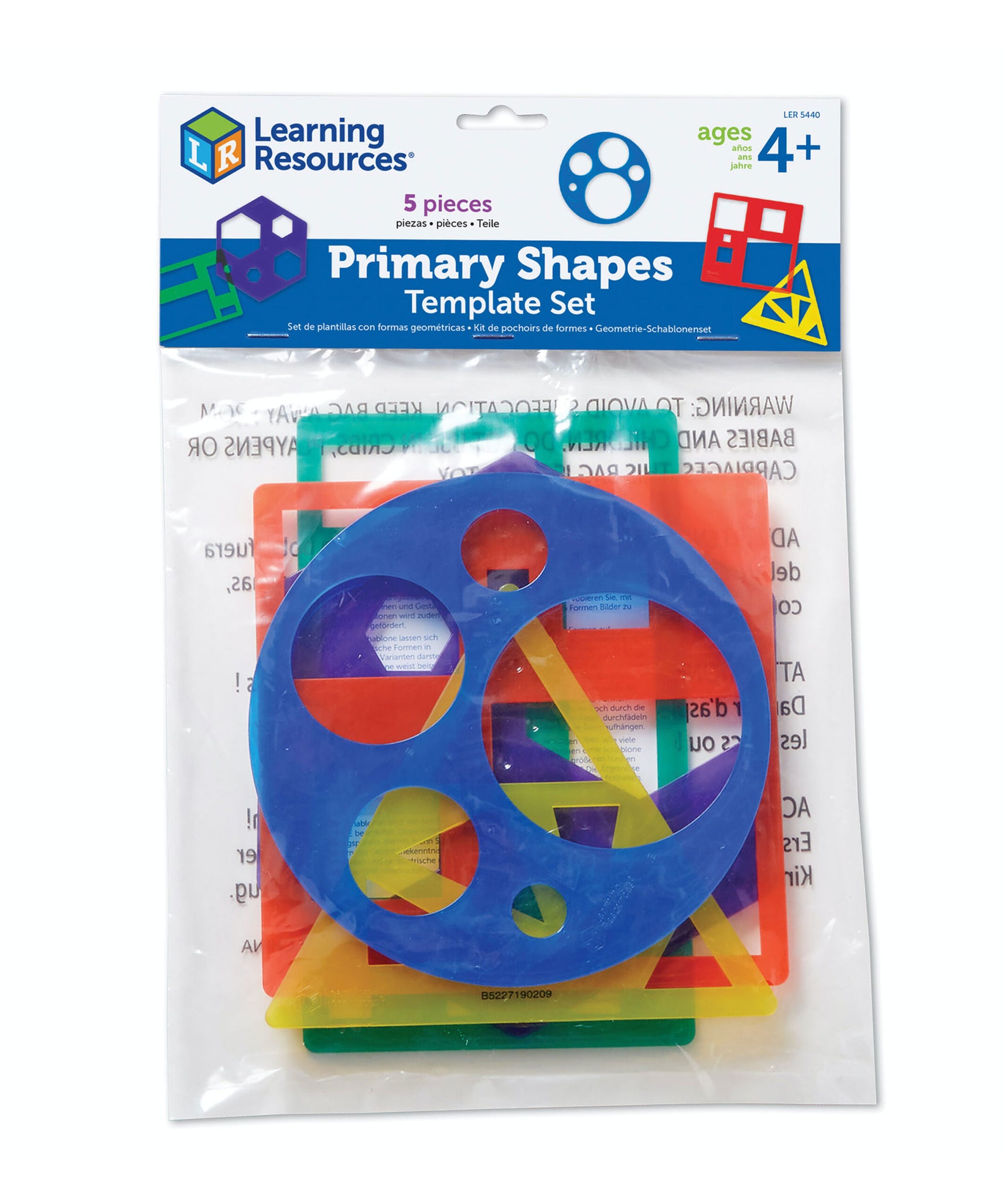 مجموعة قوالب الأشكال الأساسية من Learning Resources، 5 قوالب هندسية، مناسبة للأعمار من 4 سنوات فما فوق، تعلم عملي للأشكال ثنائية الأبعاد