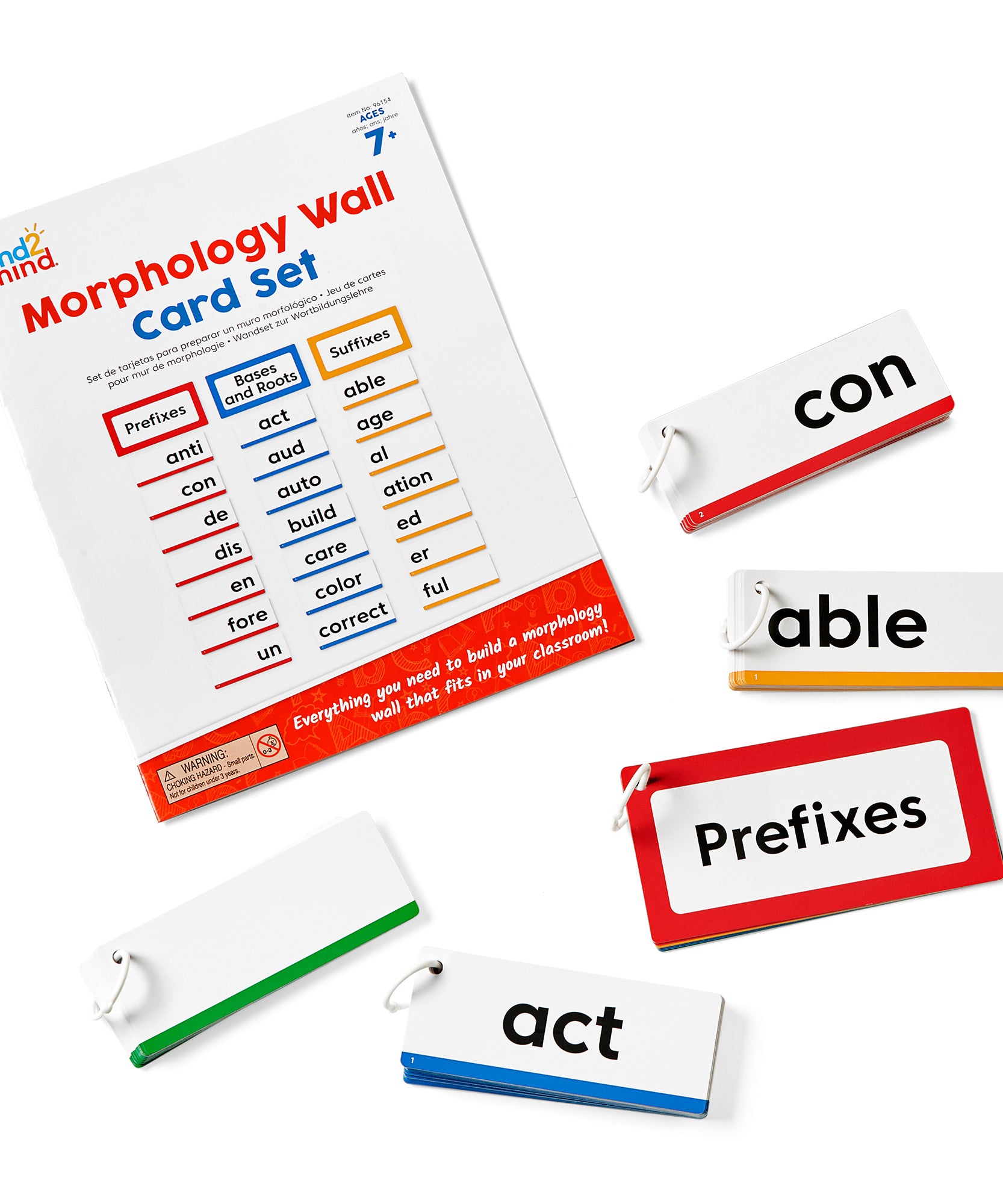 Learning Resources Morphology Wall Card Set, 215 Piece Literacy Resource for Teaching Prefixes, Suffixes, Root and Base Words, Color-Coded with Magnets and Teacher Guide, Ages 7 and Up