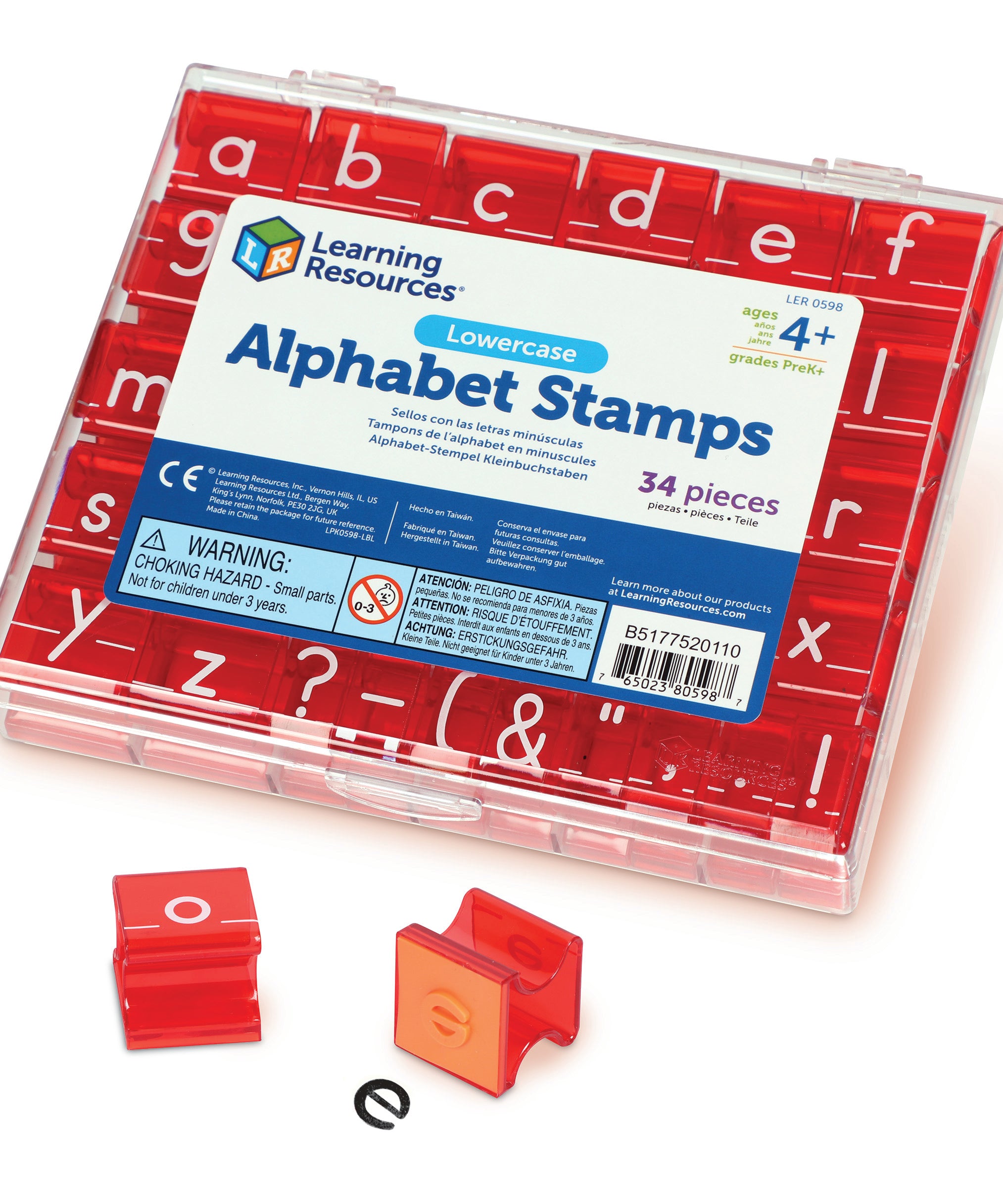 طوابع الأبجدية الصغيرة من Learning Resources، التعلم المبكر للقراءة والكتابة، تتضمن 8 طوابع علامات ترقيم وصينية تخزين، تصميم سهل الإمساك، Learning Resources