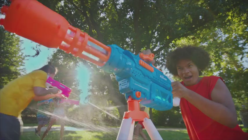 X-Shot Gatling Motor Water Soaker, Motorized Water Gun for Boys & Girls, Age 8+, 1650ml Tank, Fast-Fill, Tripod, 26ft Blast