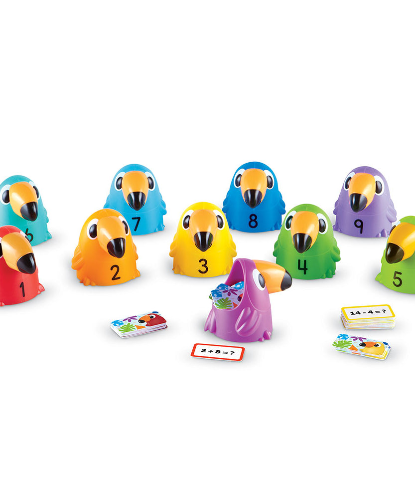 موارد تعليمية: لعبة عائلية لجمع وطرح الطوقان حتى ١٠، نشاط رياضيات عملي مبكر للمنزل أو الفصل الدراسي، للأعمار من ٥ سنوات فما فوق