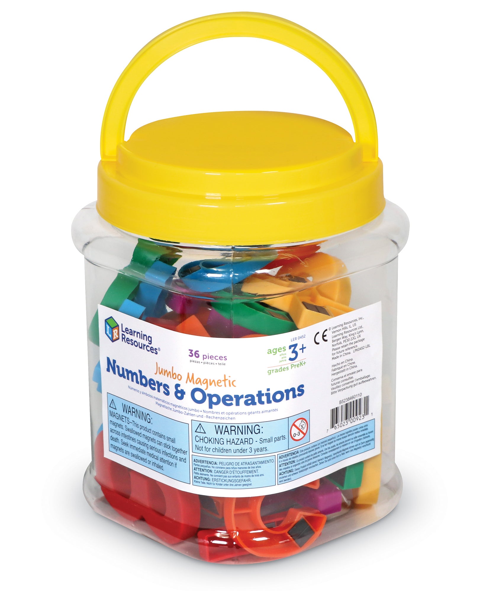 موارد التعلم - أرقام وعمليات مغناطيسية جامبو، مجموعة من 36 قطعة لمهارات الرياضيات المبكرة، مغناطيسات أرقام ورموز كبيرة وسهلة الاستخدام، مثالية للسبورة البيضاء والثلاجات، للأعمار من 3 سنوات فما فوق