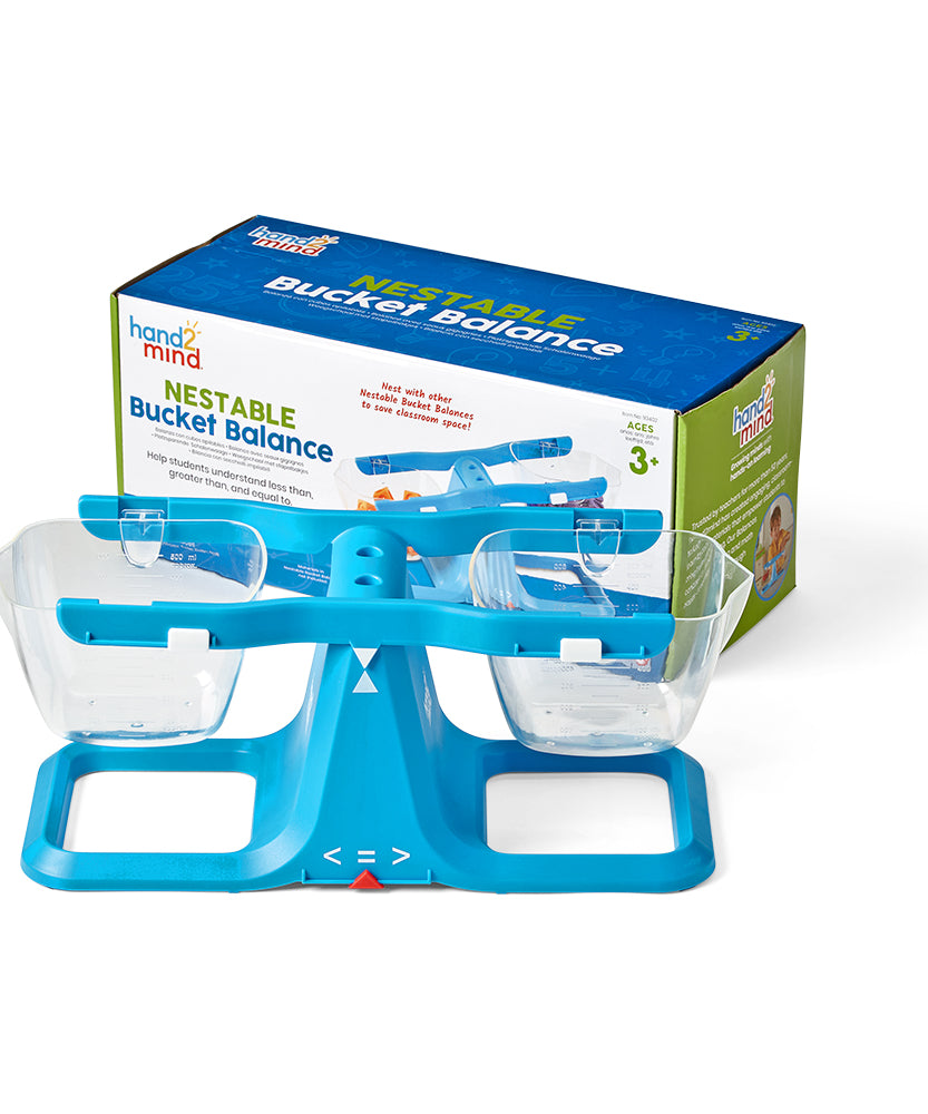 ميزان دلو قابل للتركيب من Learning Resources، ميزان صغير للرياضيات والعلوم للأطفال، دلاء شفافة سعة 500 مل، استكشاف الوزن والحجم والتكافؤ، للأعمار من 3 سنوات فما فوق