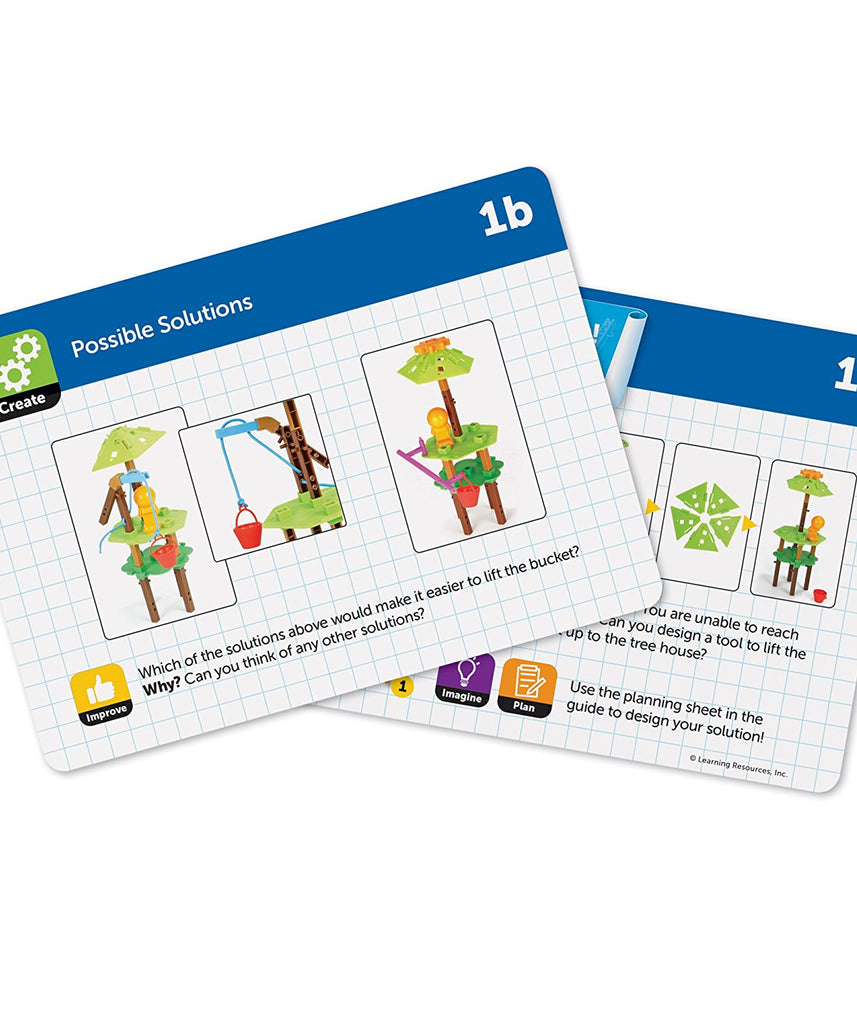 مجموعة بناء منزل الشجرة للهندسة والتصميم من Learning Resources، ألعاب STEM للأطفال، أكثر من 50 قطعة، تعلم عملي في مجالات STEM مع بطاقات تحدي الهندسة والتصميم، للأعمار من 5 سنوات فما فوق