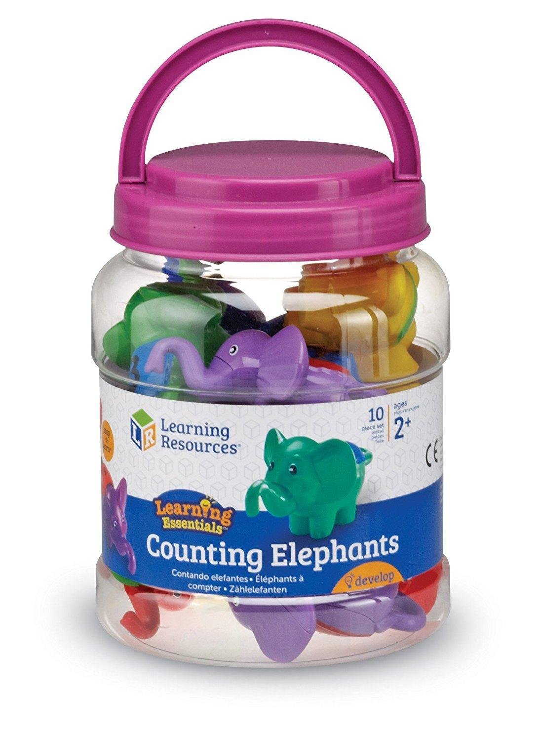 موارد التعلم Snap 'n' Learn Counting Elephants، مجموعة من 10 فيلة تعليمية مترابطة للتعرف على الأرقام والألوان، لعبة المهارات الحركية الدقيقة للأطفال الصغار، من عمر سنتين فما فوق