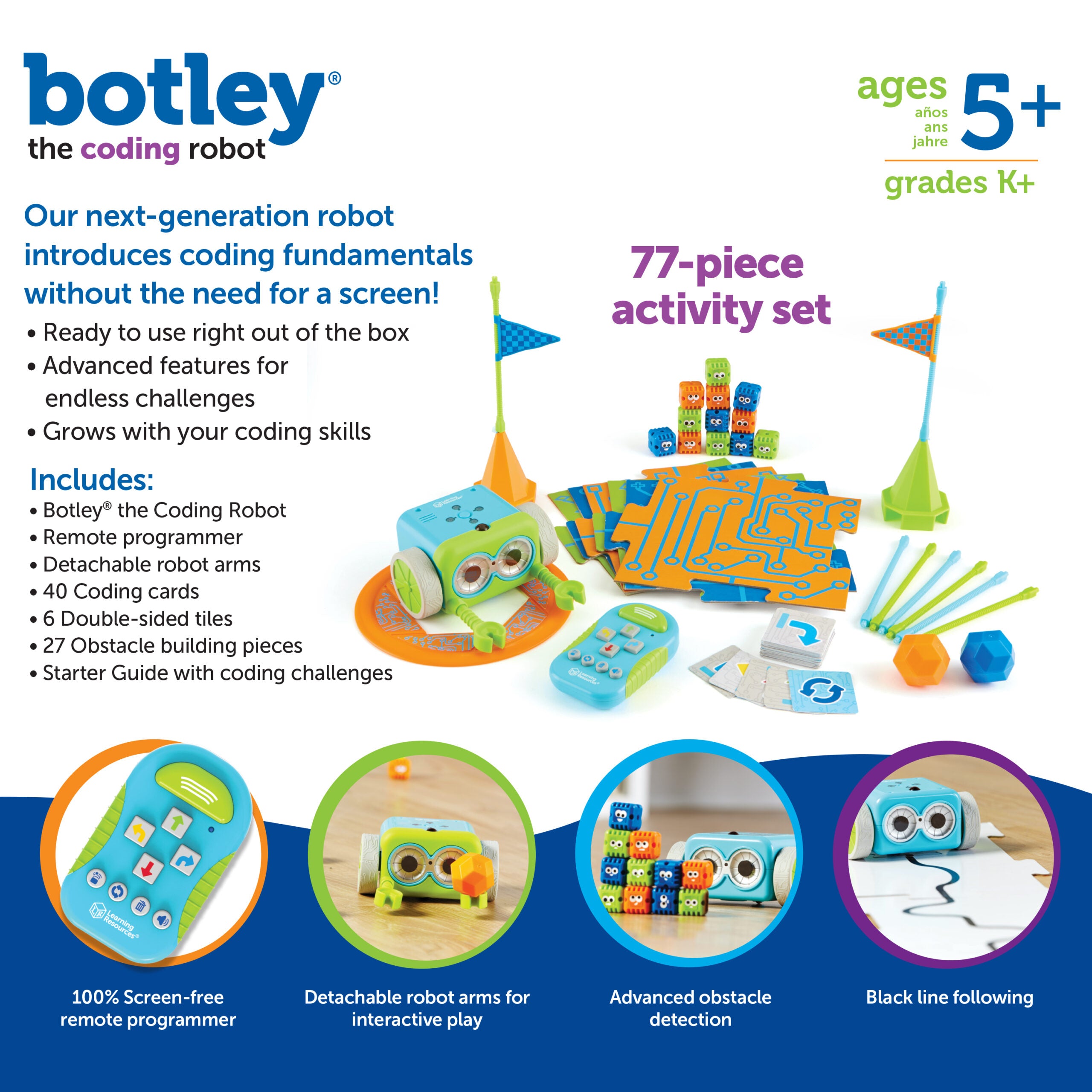 Learning Resources Botley the Coding Robot Activity Set, Hands-On Early Coding and STEM Learning for Kids Aged 5+