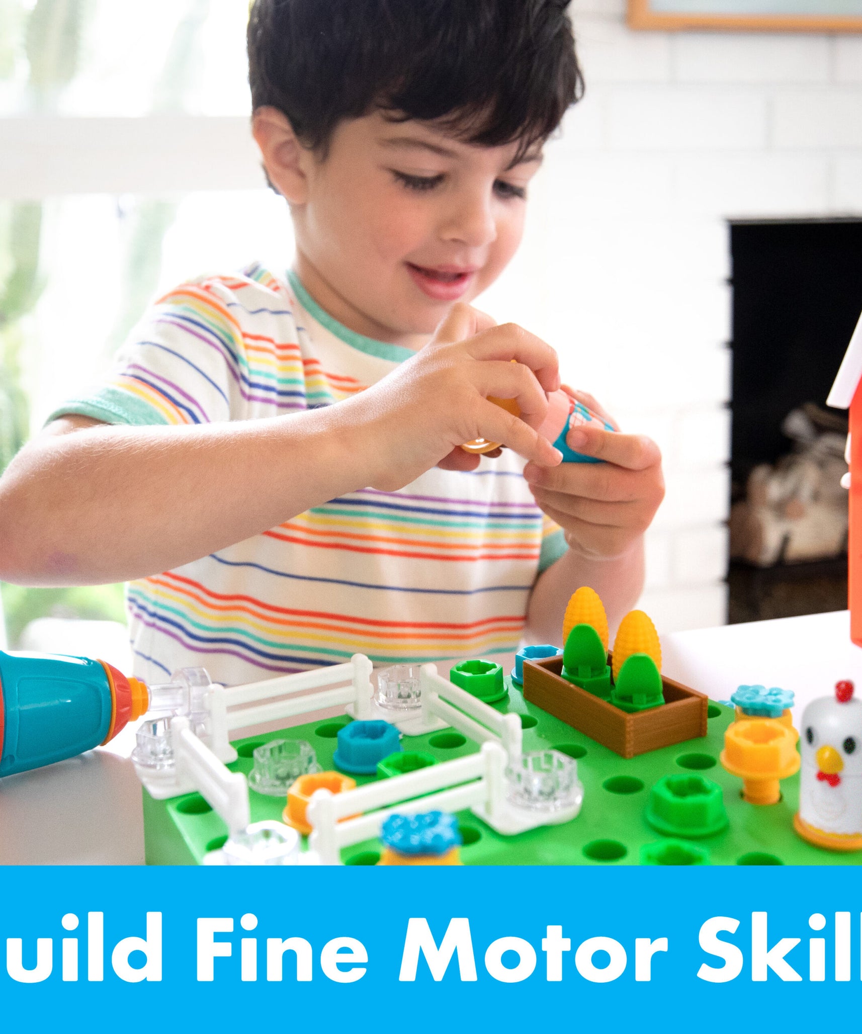 مجموعة ألعاب المزرعة المصممة والمثقبة من مجموعة تعلم الموارد، لعبة بناء STEM مع مثقاب كهربائي آمن للأطفال، مناسبة للأعمار من 3 سنوات فما فوق