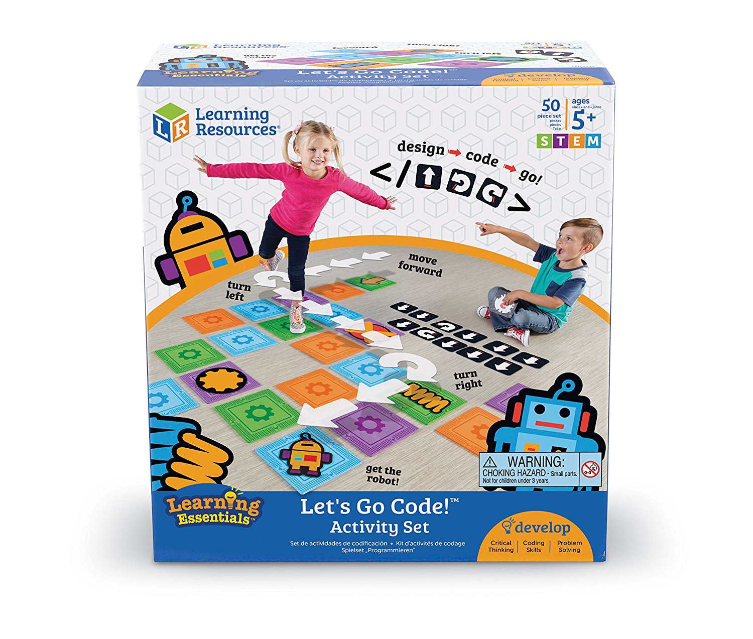 Learning Resources Let's Go Code! Activity Set, Non-Digital Introduction to Coding for Kids Ages 5+, Develops STEM Skills and Gross Motor Abilities