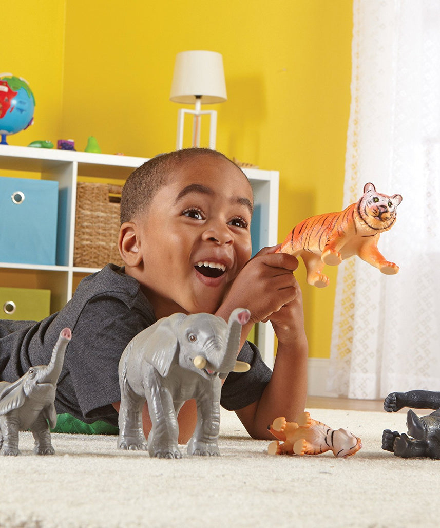 مجموعة حيوانات الغابة جامبو من Learning Resources، للأمهات والأطفال، مكونة من 6 قطع مع صندوق تخزين، مناسبة للأعمار من سنتين فما فوق