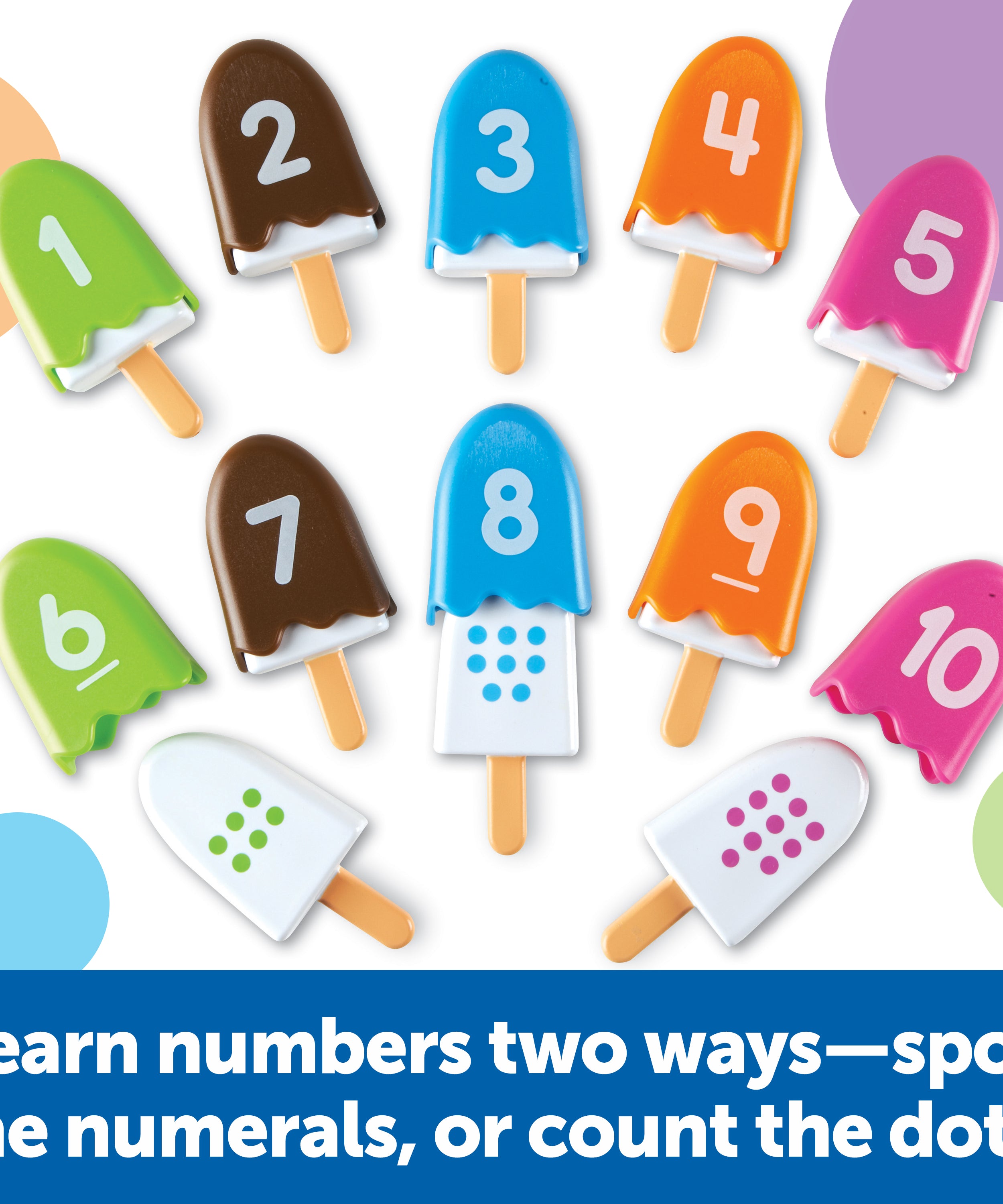 مجموعة ألعاب تعليمية ذكية من Learning Resources، تتضمن 10 قطع آيس كريم، تتضمن العد والتعرف على الألوان للأطفال الصغار من عمر سنتين فما فوق