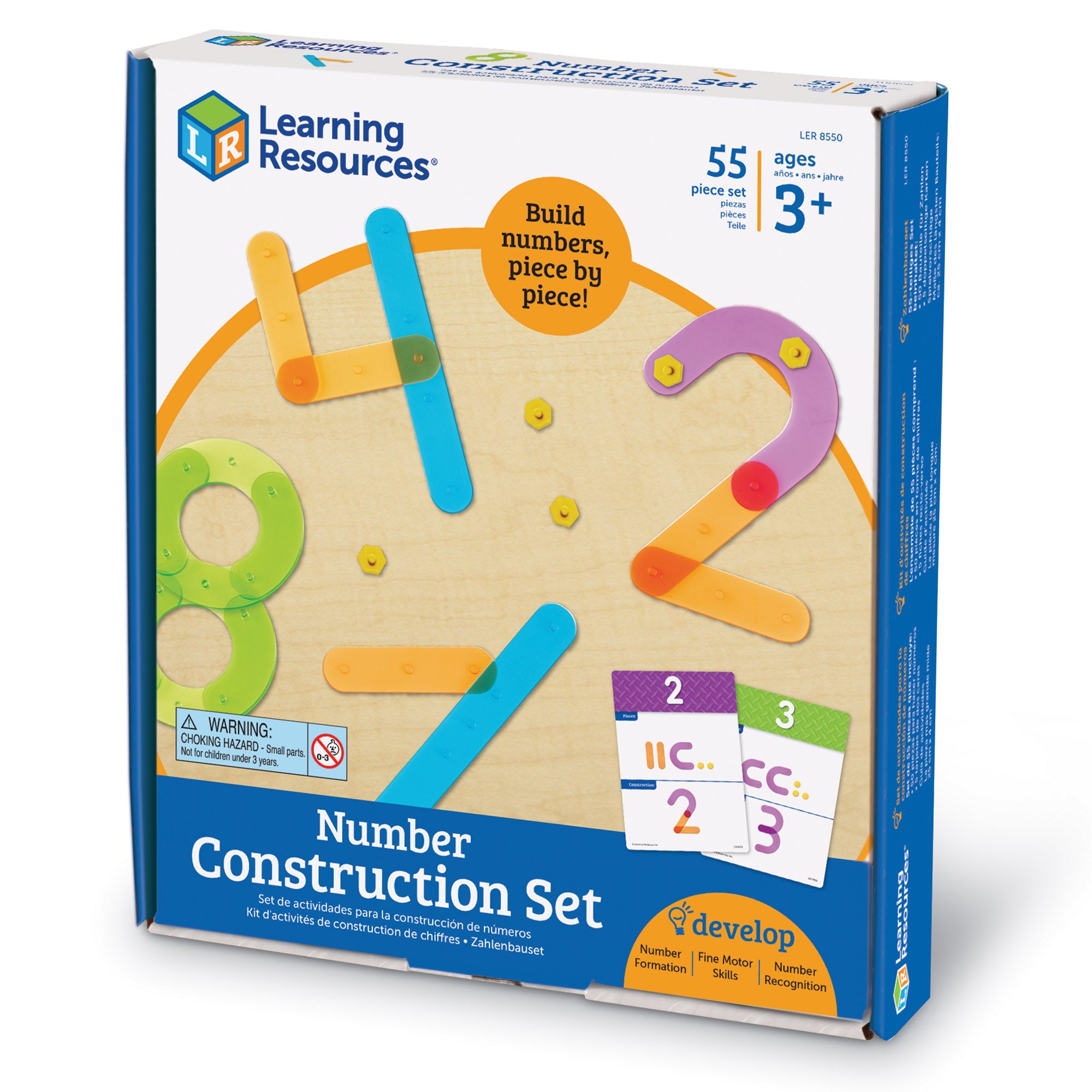 Learning Resources Number Construction Set, Build & Recognize Numbers 0-9, Fine Motor & Numeracy Activity for Kids, Includes Activity Cards & Colour-Coded Pieces, Set of 50, Ages 4+