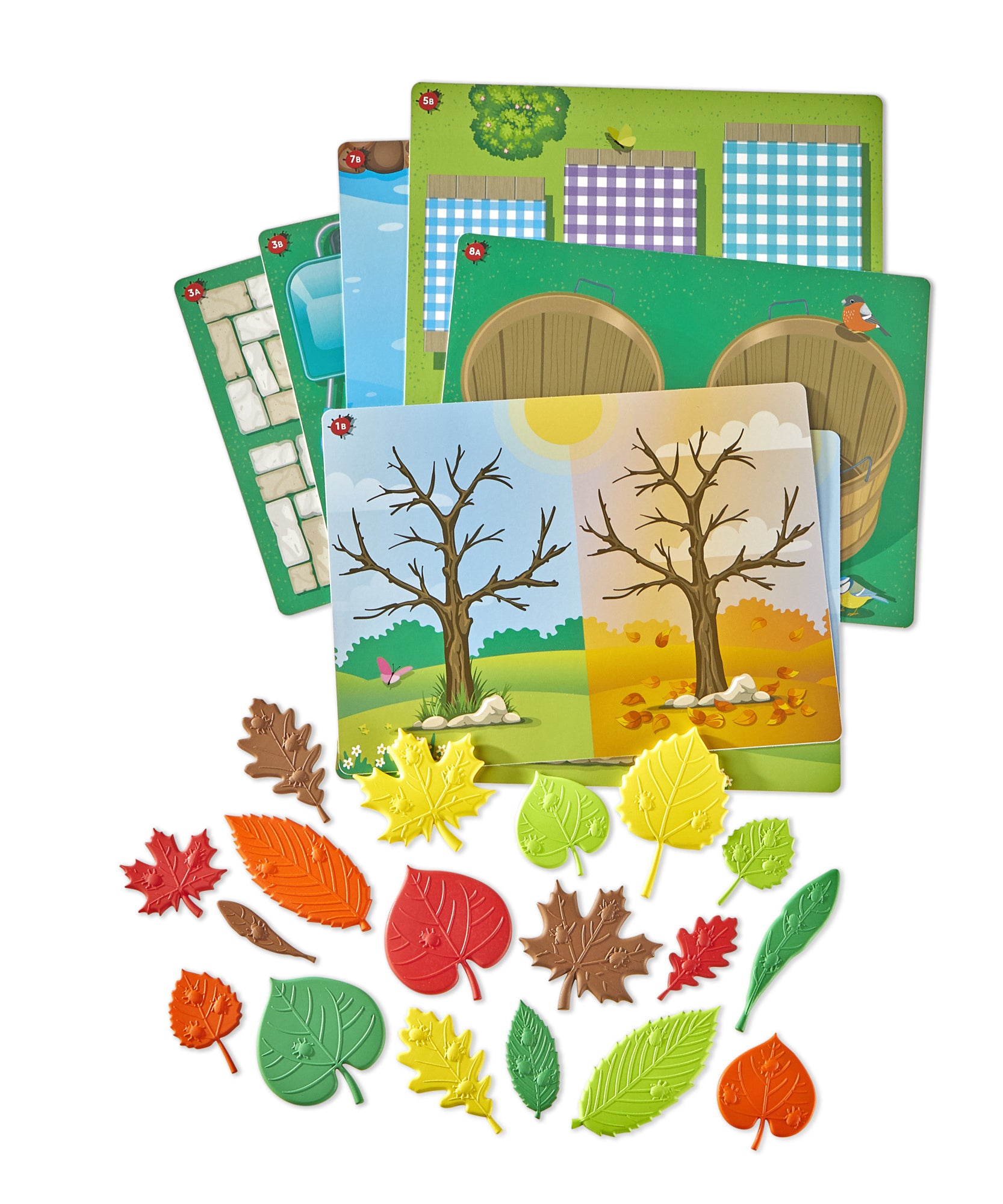 Learning Resources Sensory Leaves Math Activity Set, 36 Leaf-Shaped Counters and 10 Activity Cards, Early Math and Pattern Play, Made from 100 Percent Recycled Plastic, Ages 3+