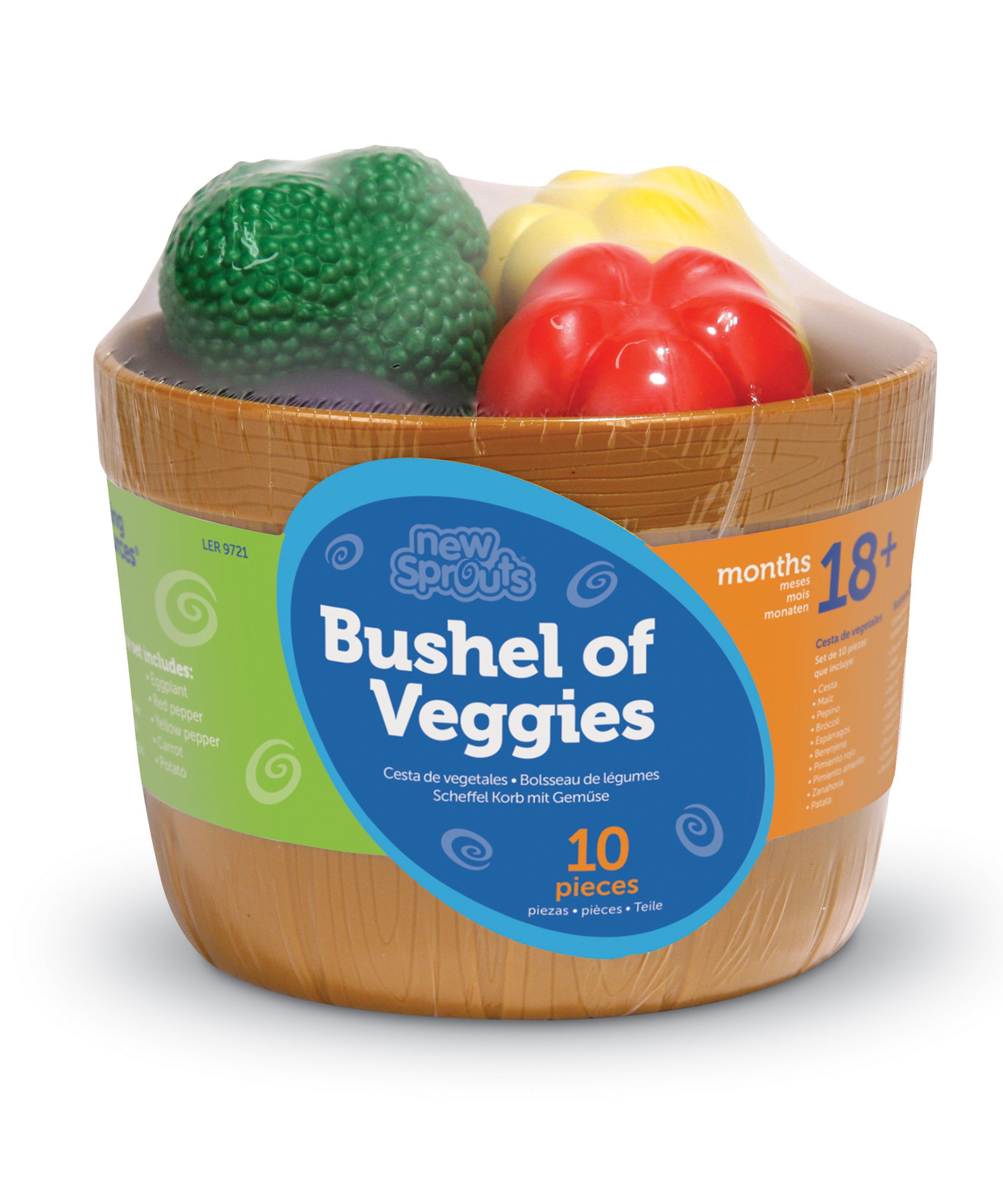Learning Resources New Sprouts Bushel of Veggies, Soft Pretend Play Food Set for Toddlers, 9 Colorful Vegetable Pieces for Early Role Play, Language Development and Healthy Eating, Ages 18 Months+