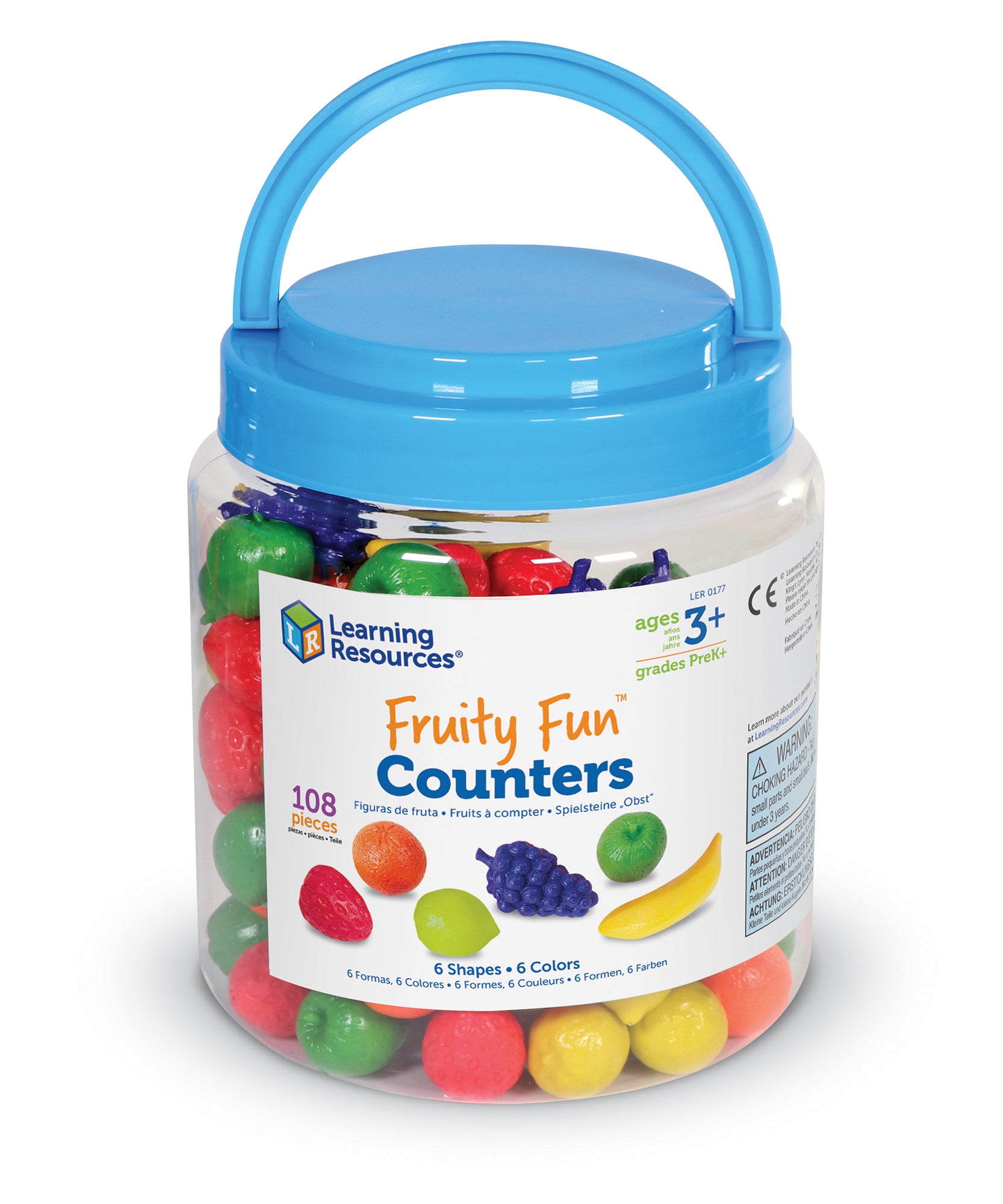 Learning Resources Fruity Fun Counters, Set of 108 Colourful Fruit-Shaped Counters for Early Maths Skills, Includes Storage Tub, Ages 3 Plus