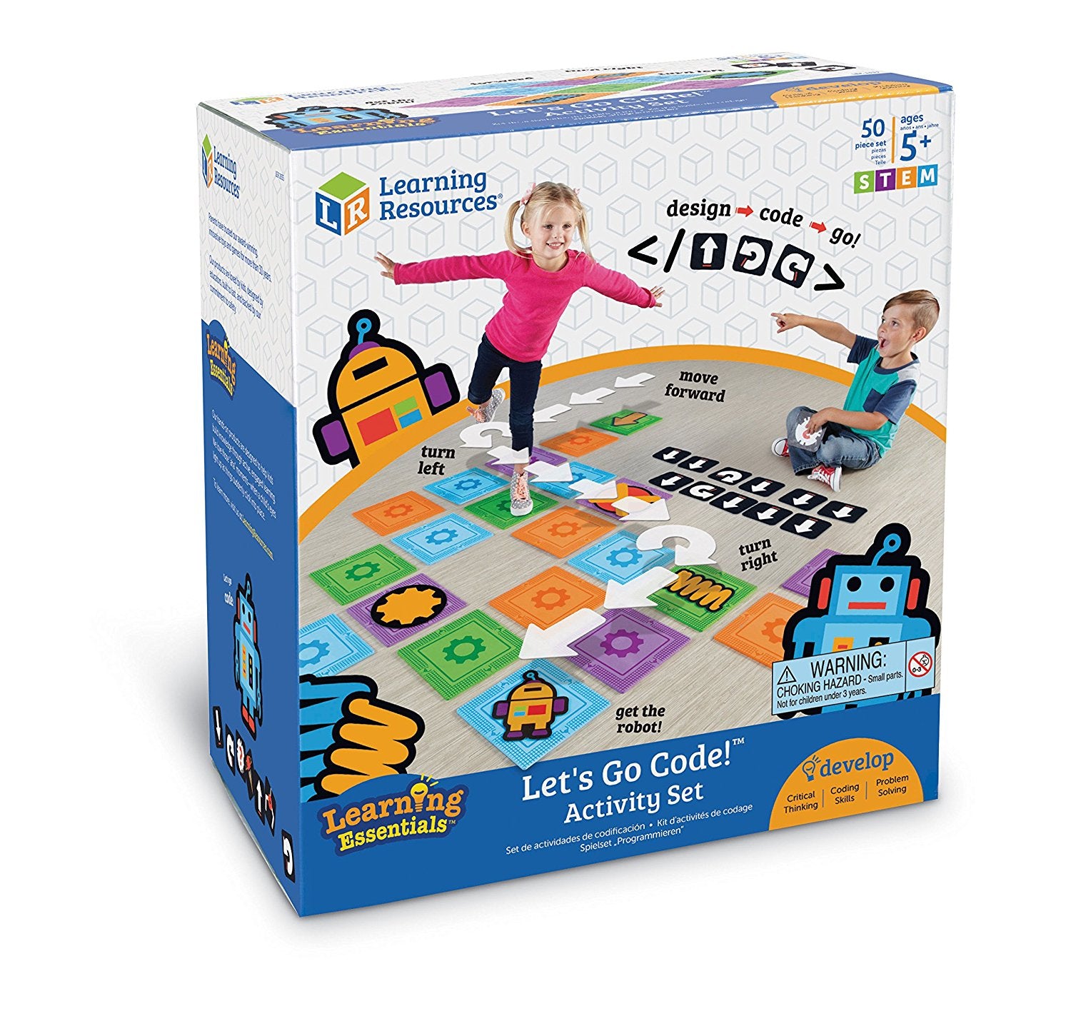 Learning Resources Let's Go Code! Activity Set, Non-Digital Introduction to Coding for Kids Ages 5+, Develops STEM Skills and Gross Motor Abilities