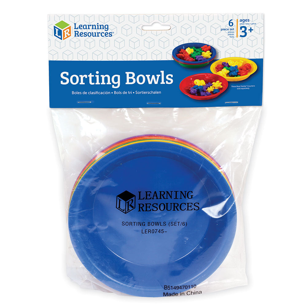 Learning Resources Sorting Bowls, Set of 6 Colourful Plastic Bowls for Early Maths and Sorting Activities, Classroom and Home Use, Ages 3+