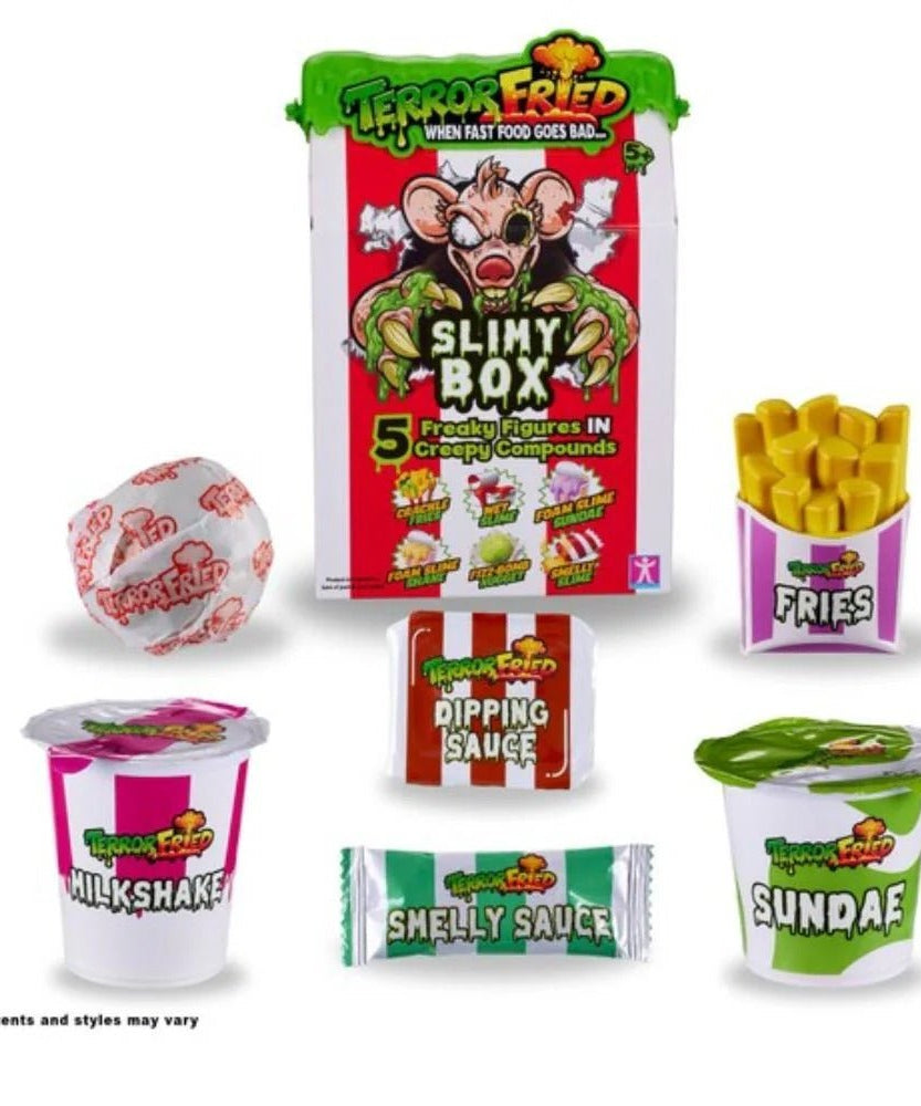 Terror Fried Slimy Box 08094, Gross Collectible Figures and Slime for Kids Ages 4 and Up, 6-Piece Interactive Fast-Food Play Set with Fizz, Squish, Crack and Ooze, Sensory and Collectible Toys