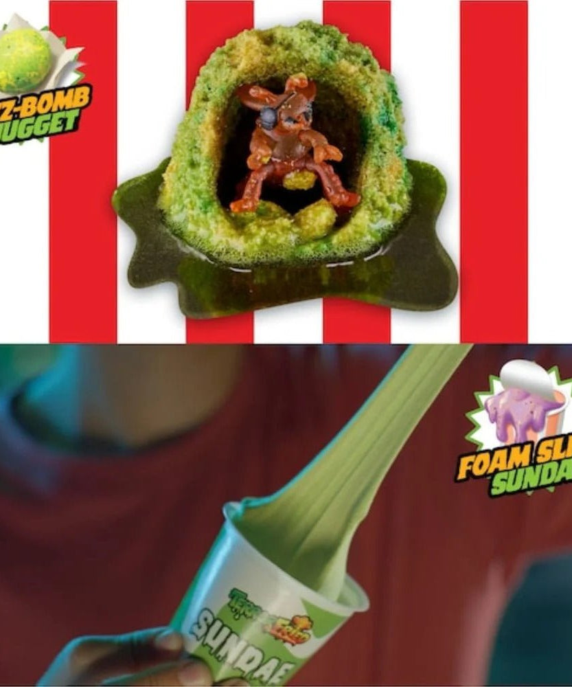 Terror Fried Slimy Box 08094, Gross Collectible Figures and Slime for Kids Ages 4 and Up, 6-Piece Interactive Fast-Food Play Set with Fizz, Squish, Crack and Ooze, Sensory and Collectible Toys