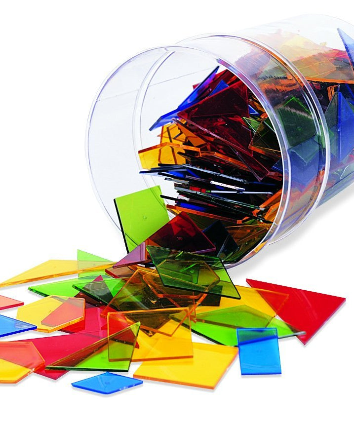 مجموعة أدوات تعليمية متعددة الأضلاع من Learning Resources، 450 شكلاً شفافًا ثنائي الأبعاد لتعلم الهندسة والأنشطة الصفية