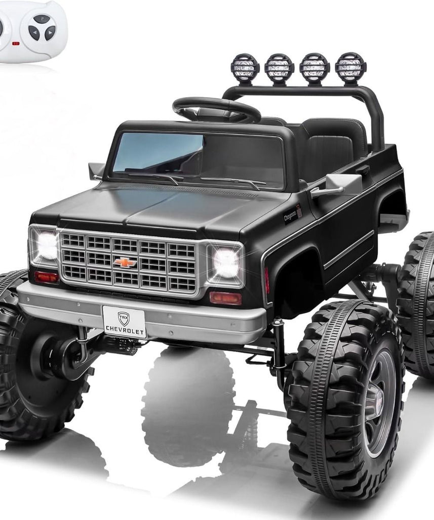 Chevrolet Cheyenne 24V 4 Motor Ride-On Pickup Truck for Kids, 3+ Years, 2 Seater, Parental Remote, LED Lights, Music Player, Storage Basket