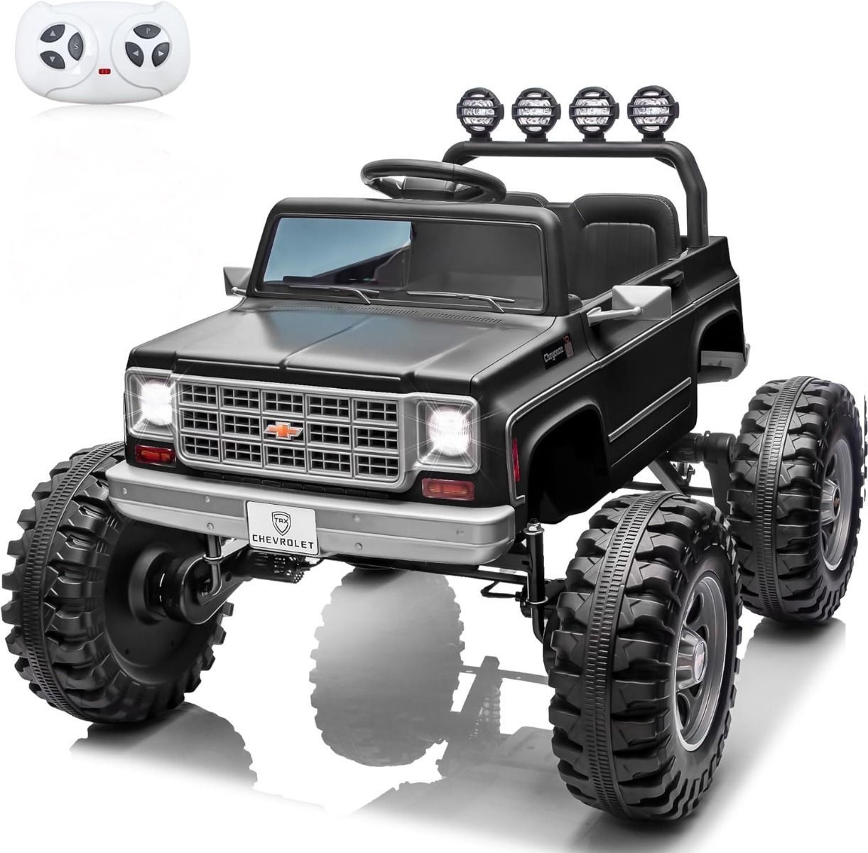 Chevrolet Cheyenne 24V 4 Motor Ride-On Pickup Truck for Kids, 3+ Years, 2 Seater, Parental Remote, LED Lights, Music Player, Storage Basket