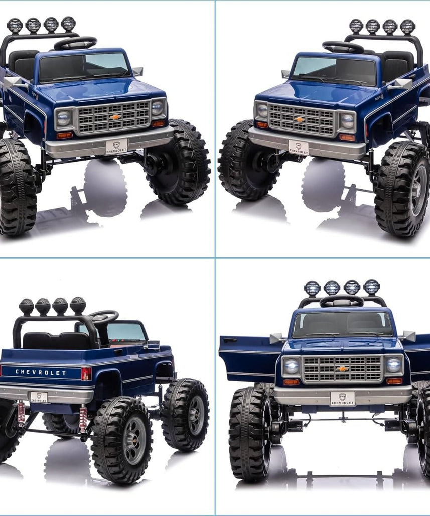 Chevrolet Cheyenne 24V 4 Motor Ride-On Pickup Truck for Kids, 3+ Years, 2 Seater, Parental Remote, LED Lights, Music Player, Storage Basket