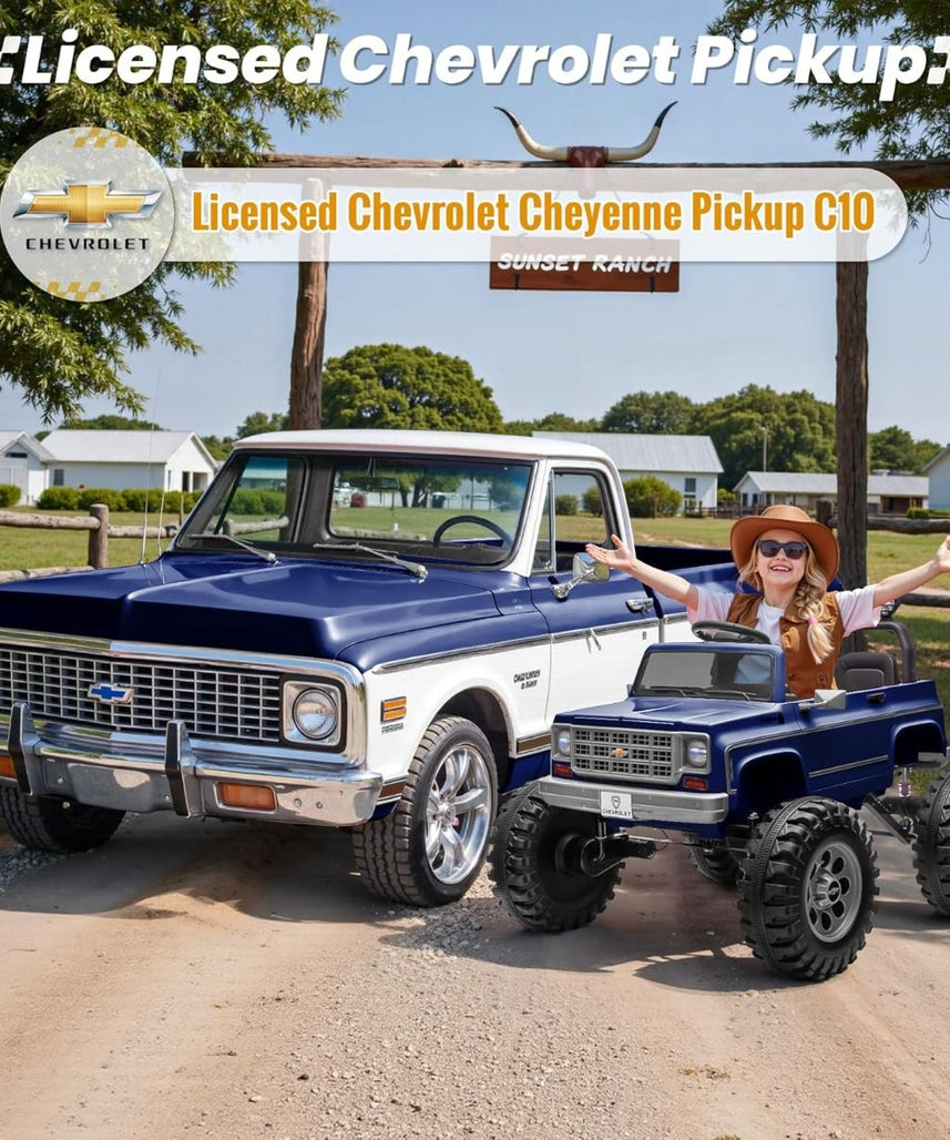 Chevrolet Cheyenne 24V 4 Motor Ride-On Pickup Truck for Kids, 3+ Years, 2 Seater, Parental Remote, LED Lights, Music Player, Storage Basket