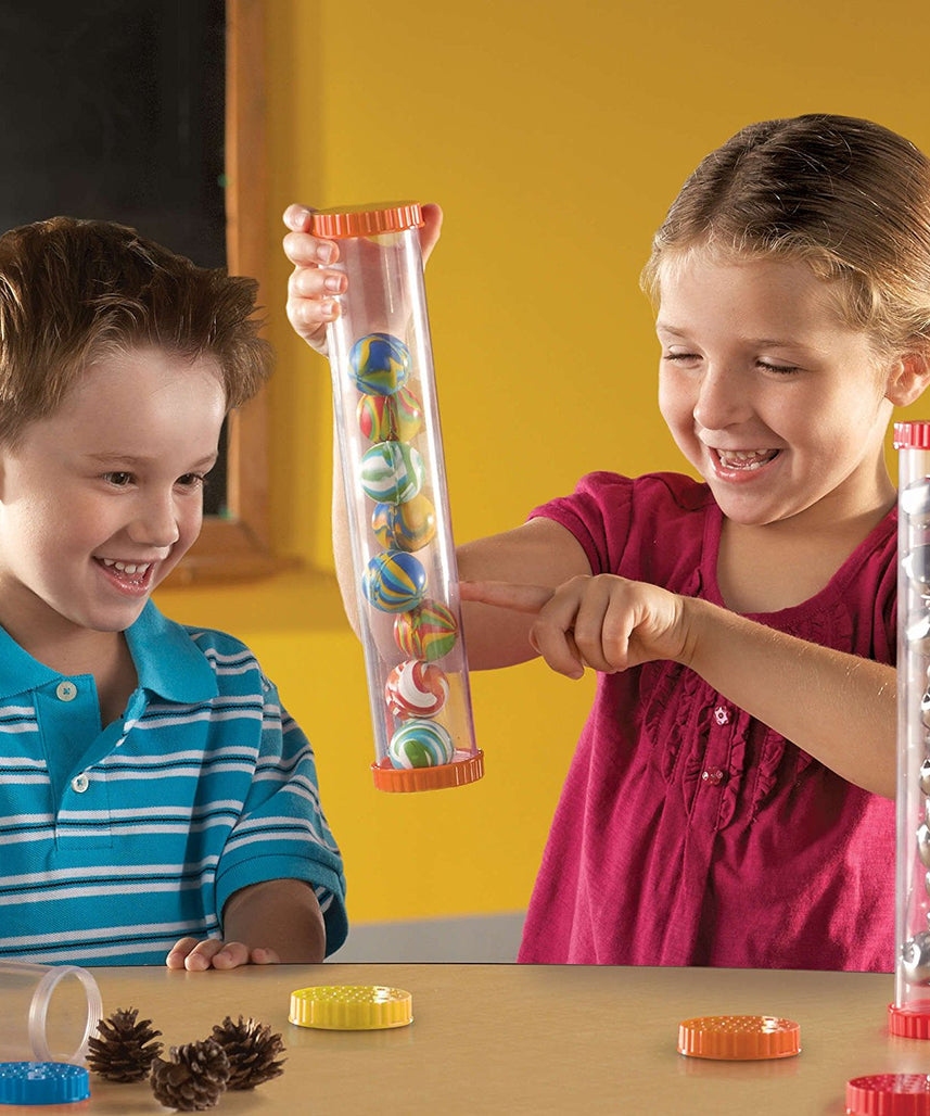 مصادر التعلم - أنابيب حسية للعلوم الأساسية، للاستكشاف الحسي والاكتشاف العلمي المبكر، مجموعة من 4 قطع بأغطية صلبة وجيدة التهوية، للأعمار من سنتين فما فوق