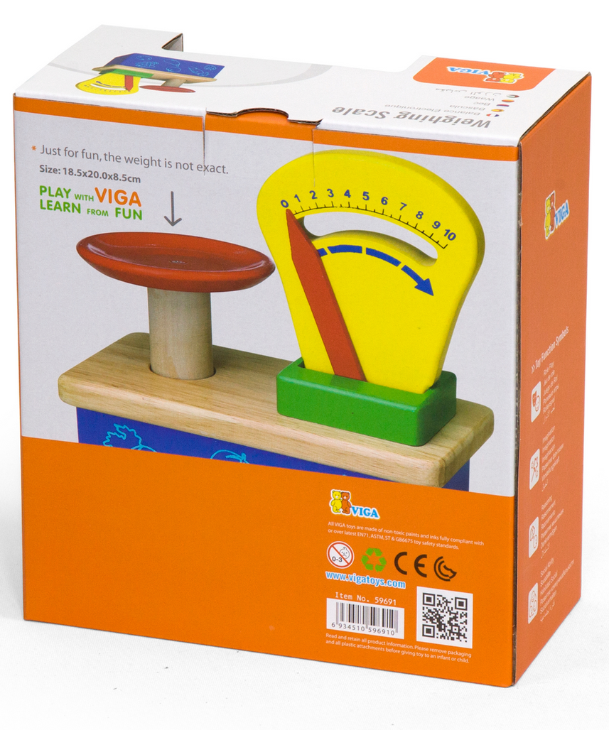 VIGA Weighing Scale Wooden Educational Toy, Role Play Kitchen & Shop Accessory, Ages 3+
