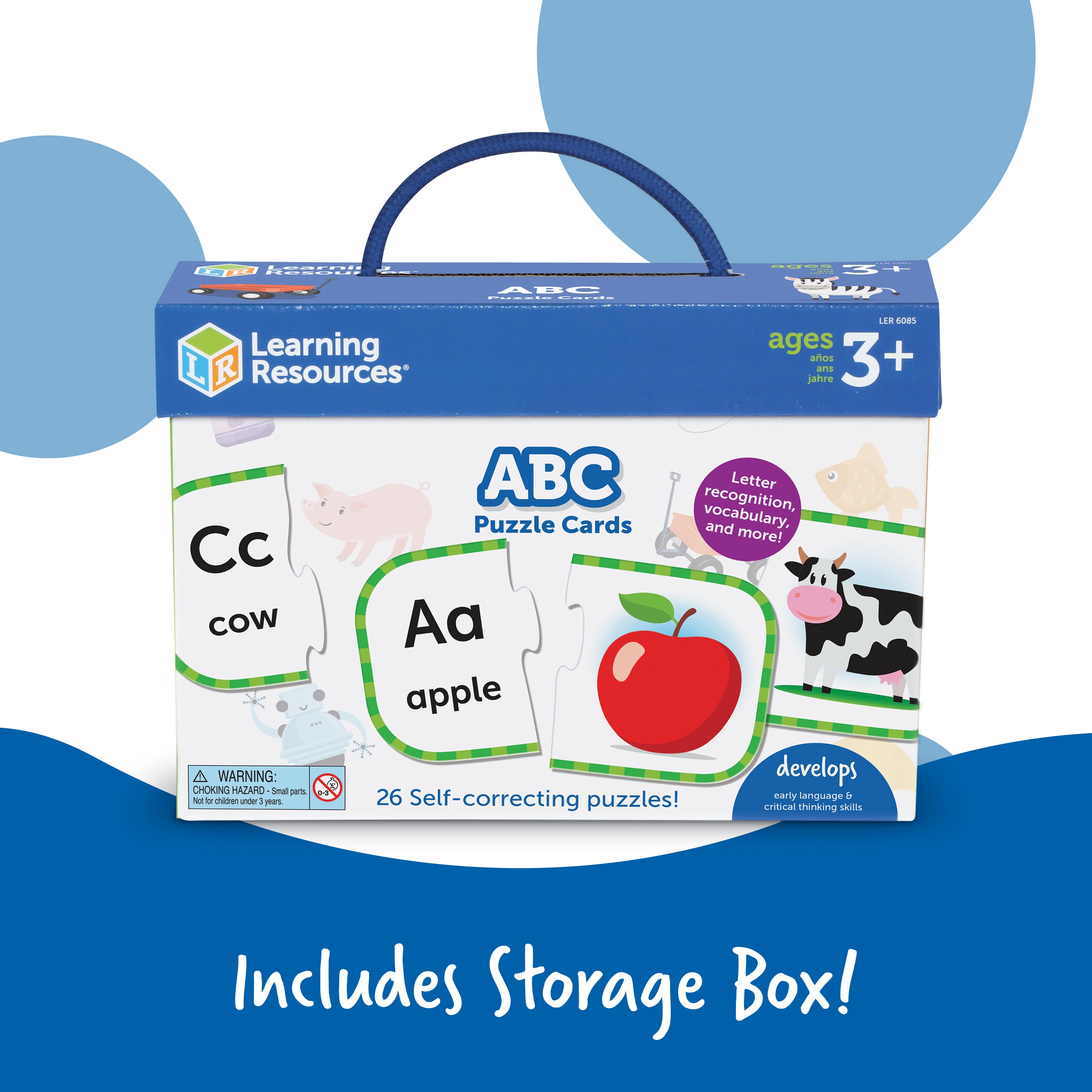 بطاقات ألغاز ABC من Learning Resources، مجموعة من 26 لغز مطابقة الحروف ذاتية التصحيح، تُعلّم الأبجدية ومهارات اللغة المبكرة، للأعمار من 3 سنوات فما فوق