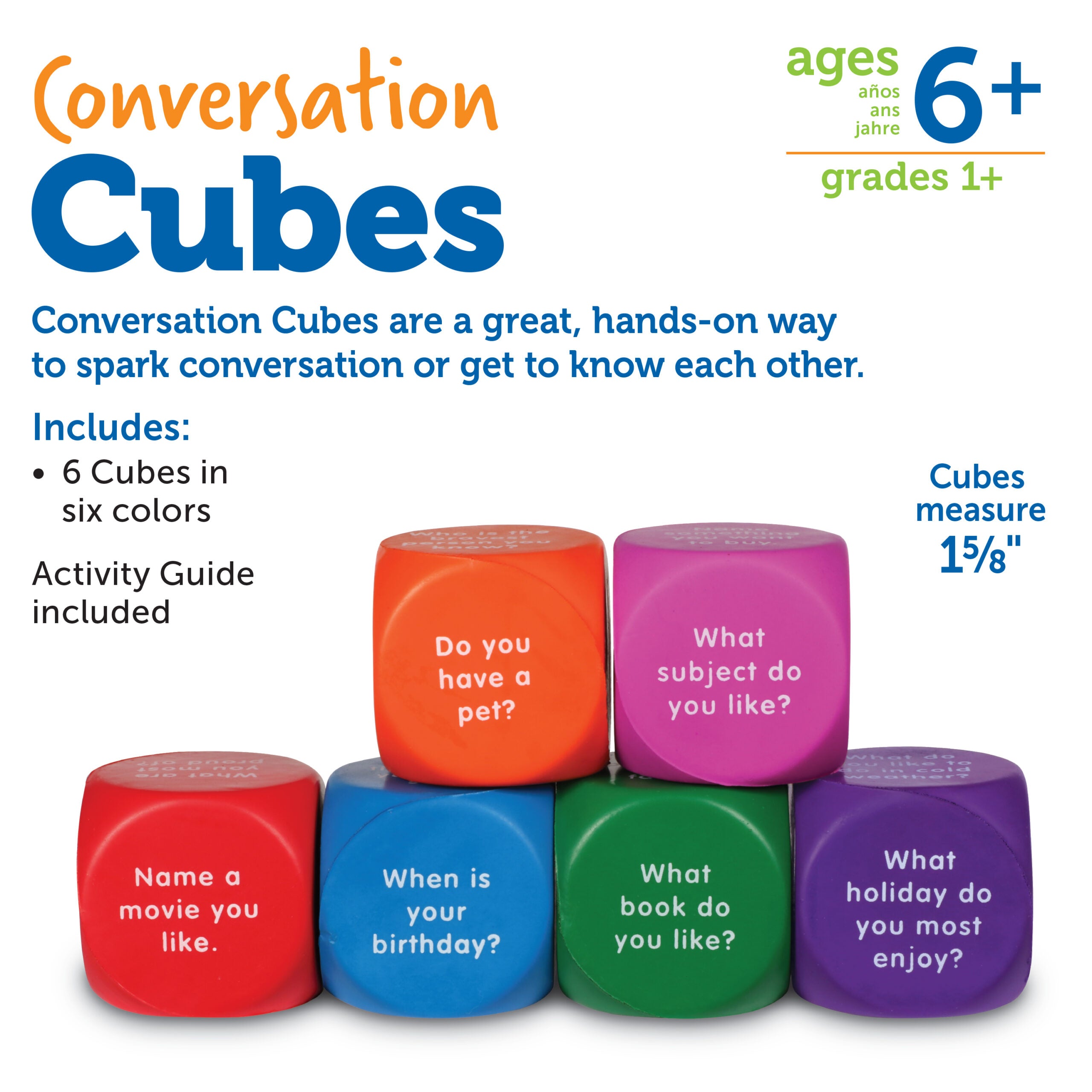 Learning Resources Conversation Cubes, Fun & Engaging Speaking and Listening Activity, Set of 6, Learning Resources