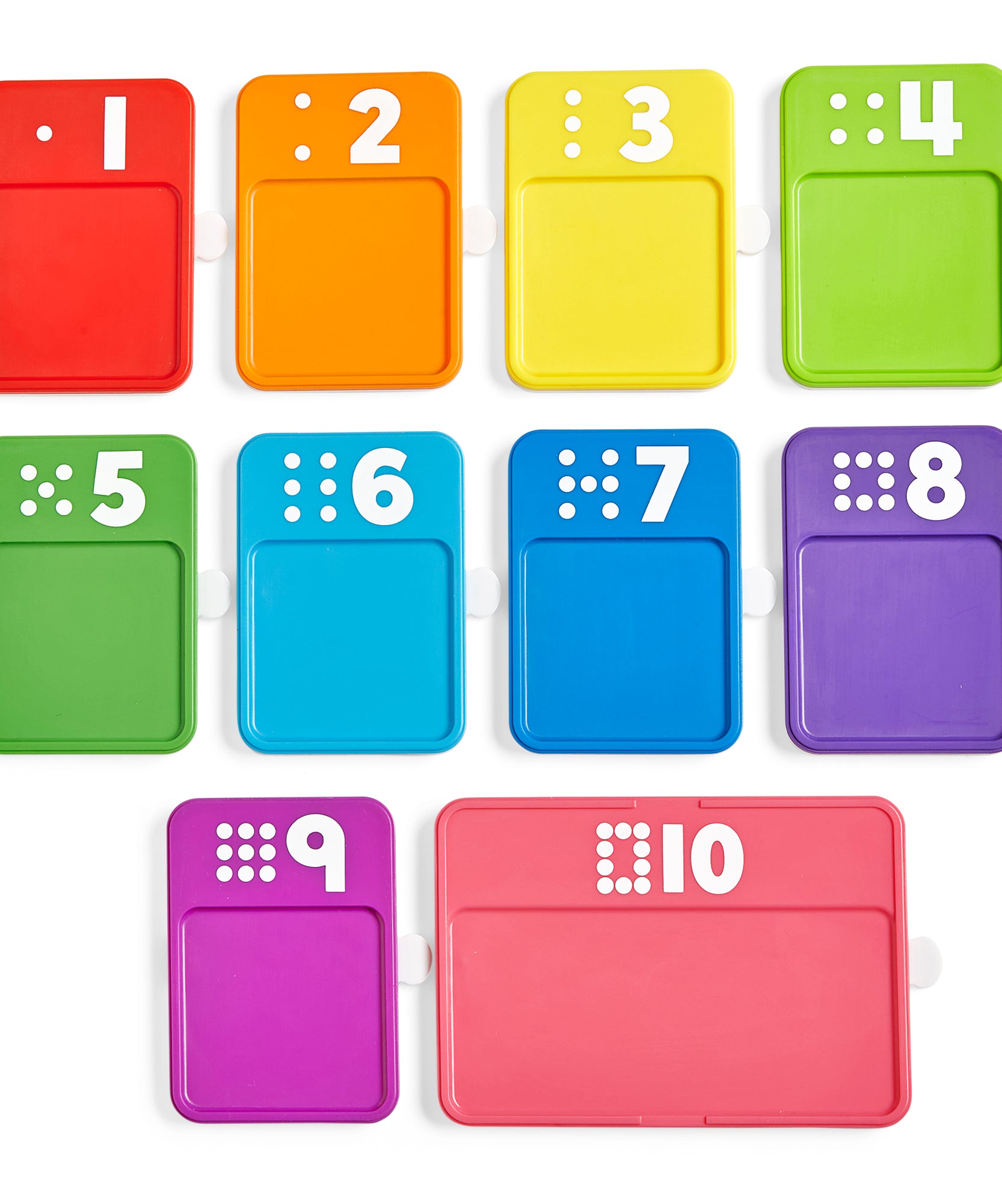 صواني الأرقام الحسية من Learning Resources، 10 ألواح تتبع الأصابع ذات الوجهين للعد وتكوين الأرقام، مصنوعة من البلاستيك المعاد تدويره، مناسبة للأعمار من 3 سنوات فما فوق