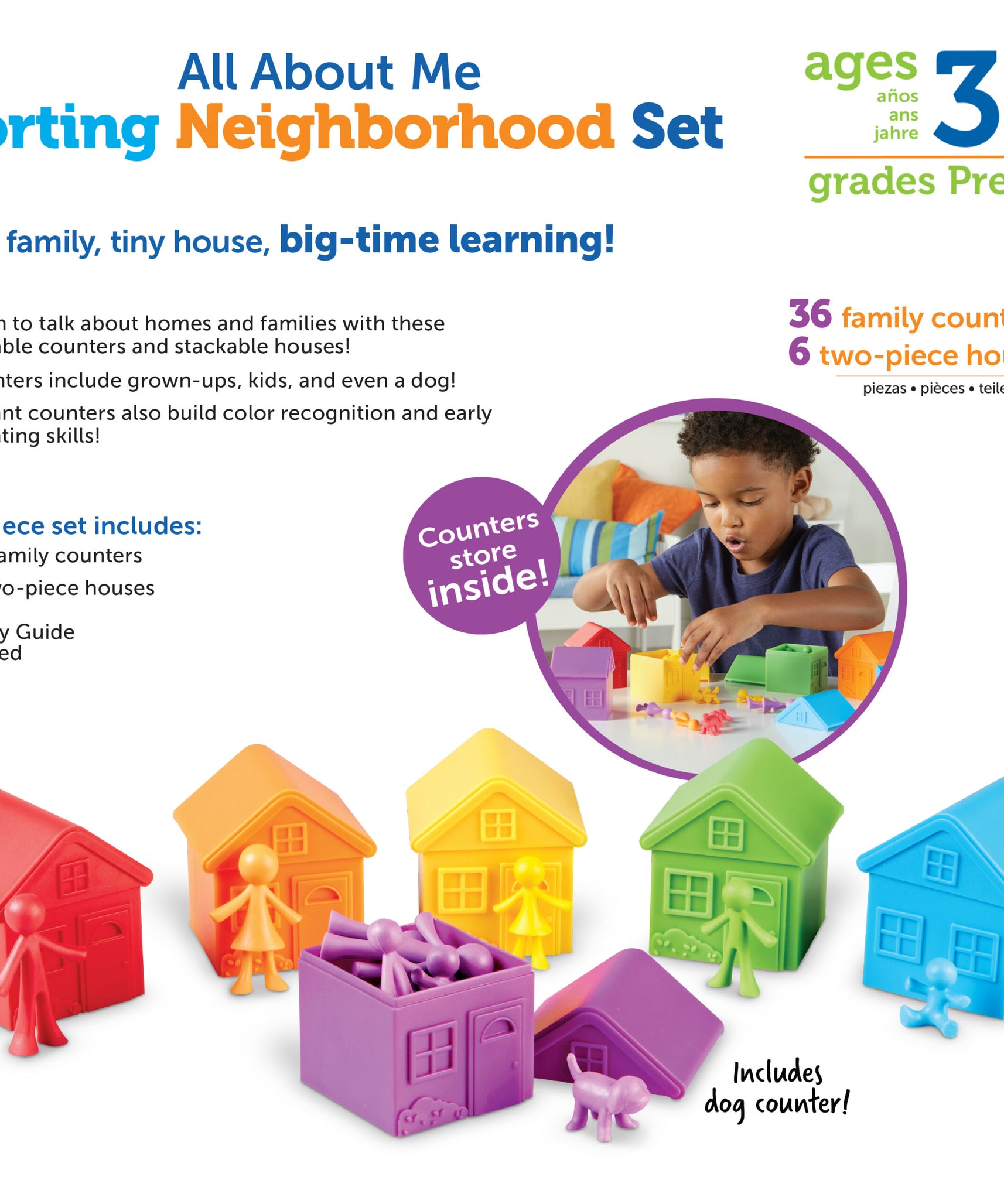 Learning Resources All About Me Sorting Neighbourhood Set, 36 Colourful Sorting Counters, Educational Toy for Colour, Matching, Sorting, and Social-Emotional Learning, Ages 3+