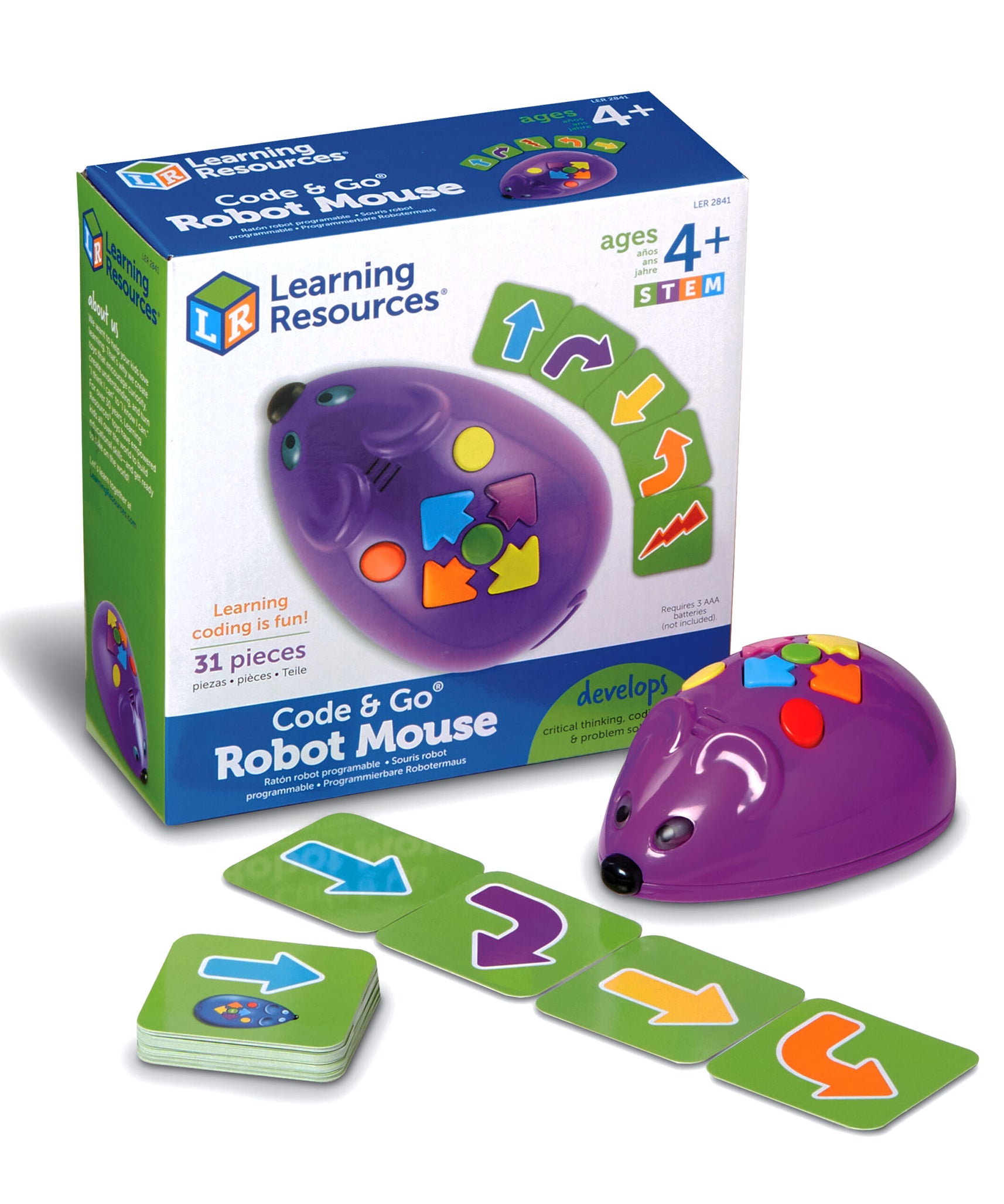 Learning Resources Code & Go Robot Mouse, Early STEM Coding Set for Kids Ages 4+, Hands-On Learning with Jack the Robot Mouse