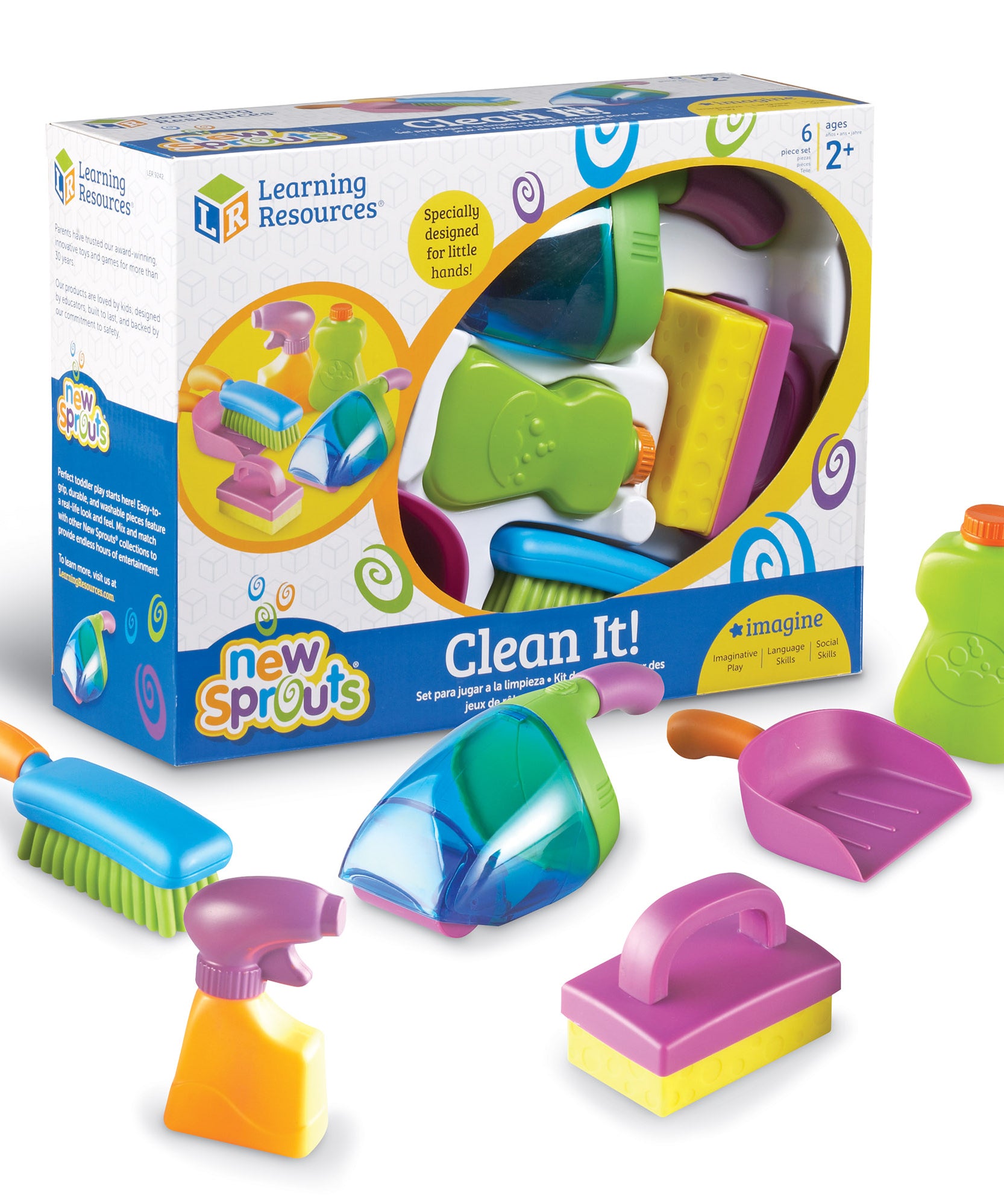 Learning Resources New Sprouts Clean It Pretend Play Cleaning Set for Toddlers Ages 2 Plus