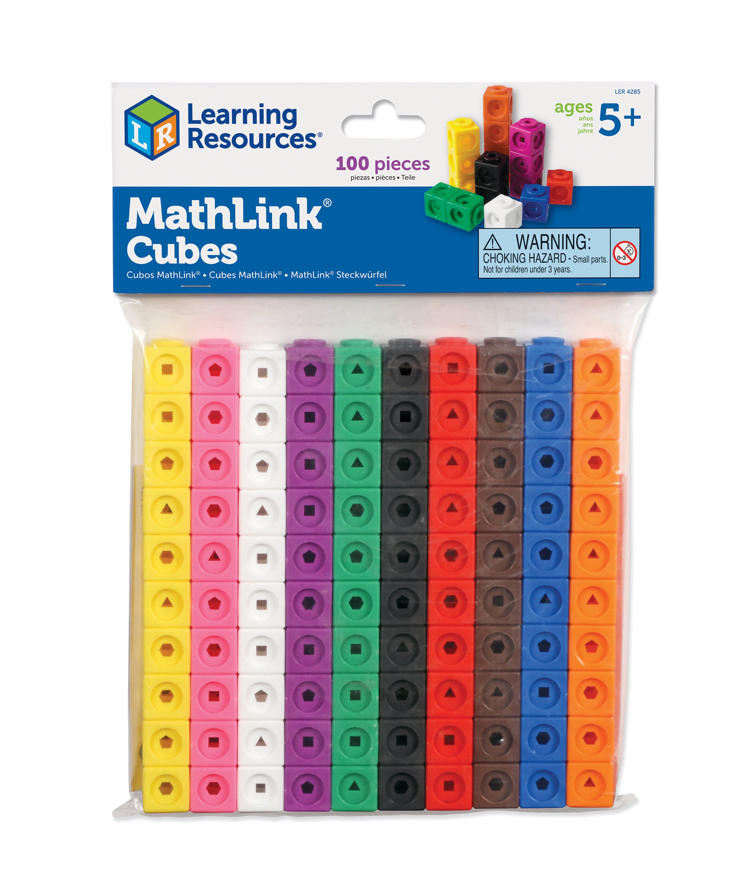 مكعبات MathLink من Learning Resources، مجموعة من 100 مكعب، مناسبة للأعمار من 5 سنوات فما فوق، لتعلم الرياضيات في مجالات STEM والعد والفرز والأنماط