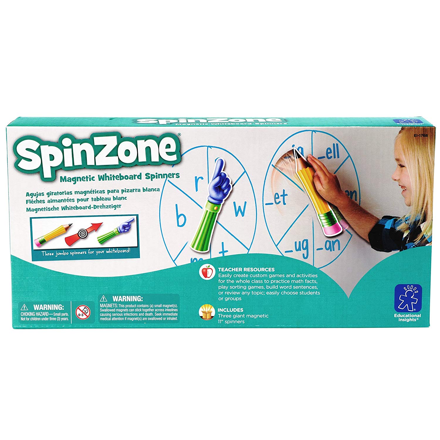 مجموعة SpinZone من Learning Resources، مجموعة من 3 قطع مغناطيسية قابلة للتخصيص للوحات البيضاء، مورد تعليمي للأعمار من 4 سنوات فما فوق